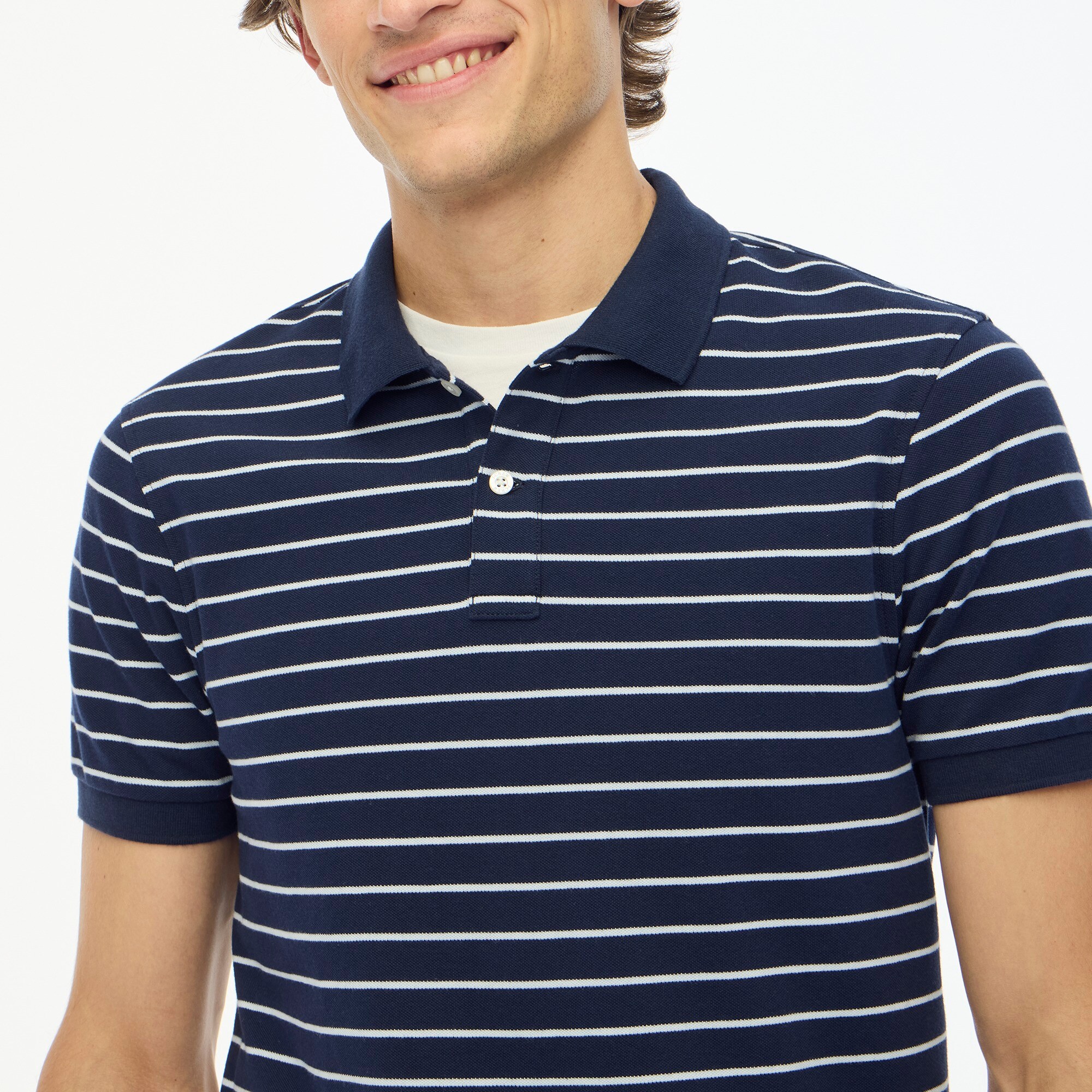 mens Untucked-fit striped flex piqu&eacute; polo shirt