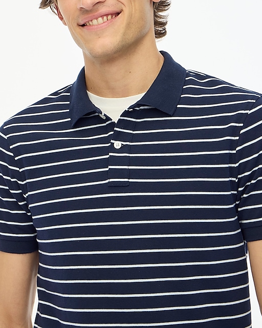  Untucked-fit striped flex piqu&eacute; polo shirt