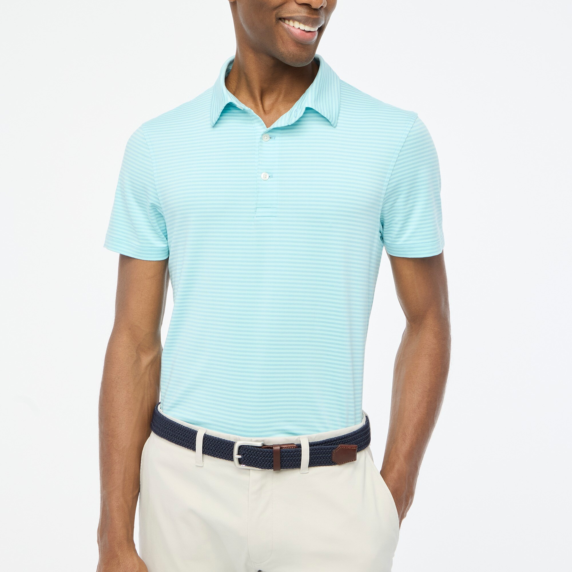 factory: striped performance polo shirt for men
