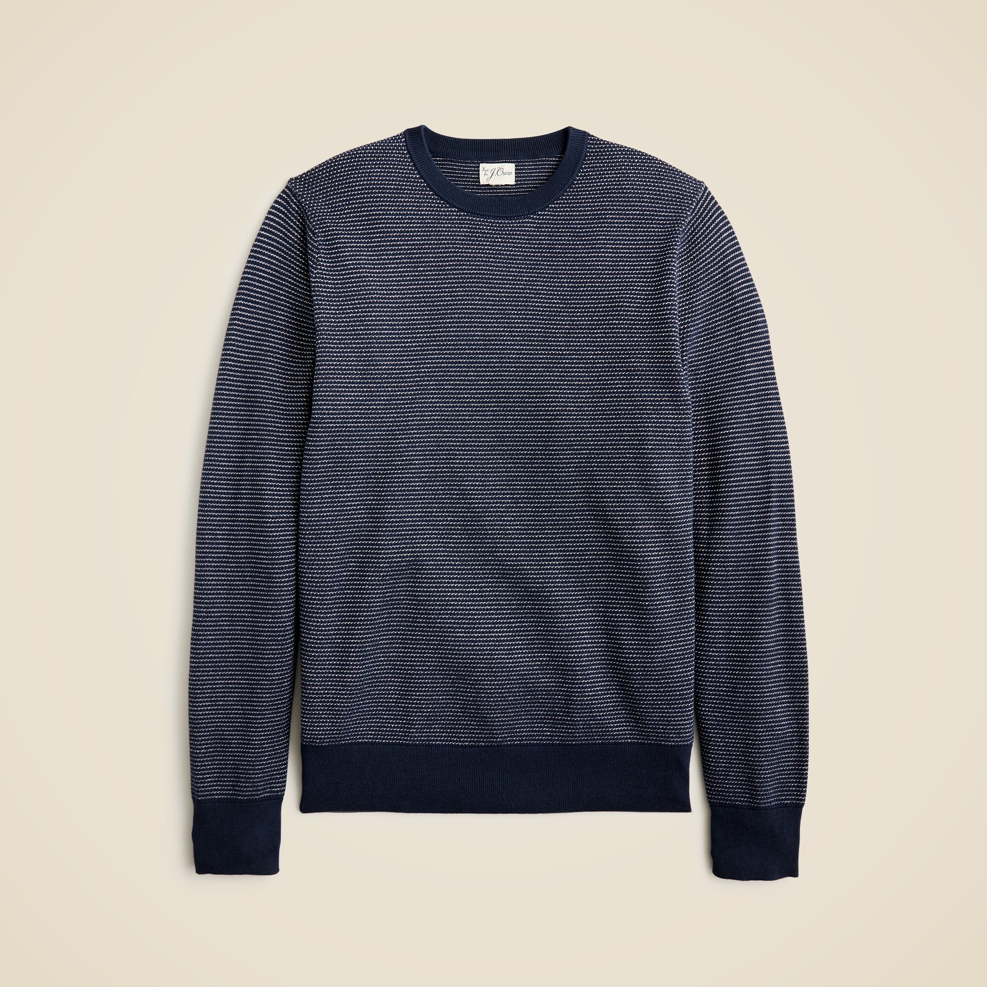 Cotton piqué-stitch crewneck sweater