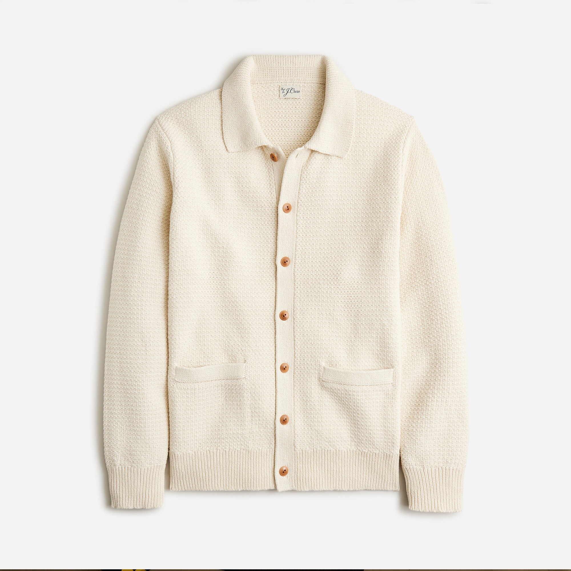 Cotton Tuck-stitch Cardigan Sweater-polo For Men | J.Crew