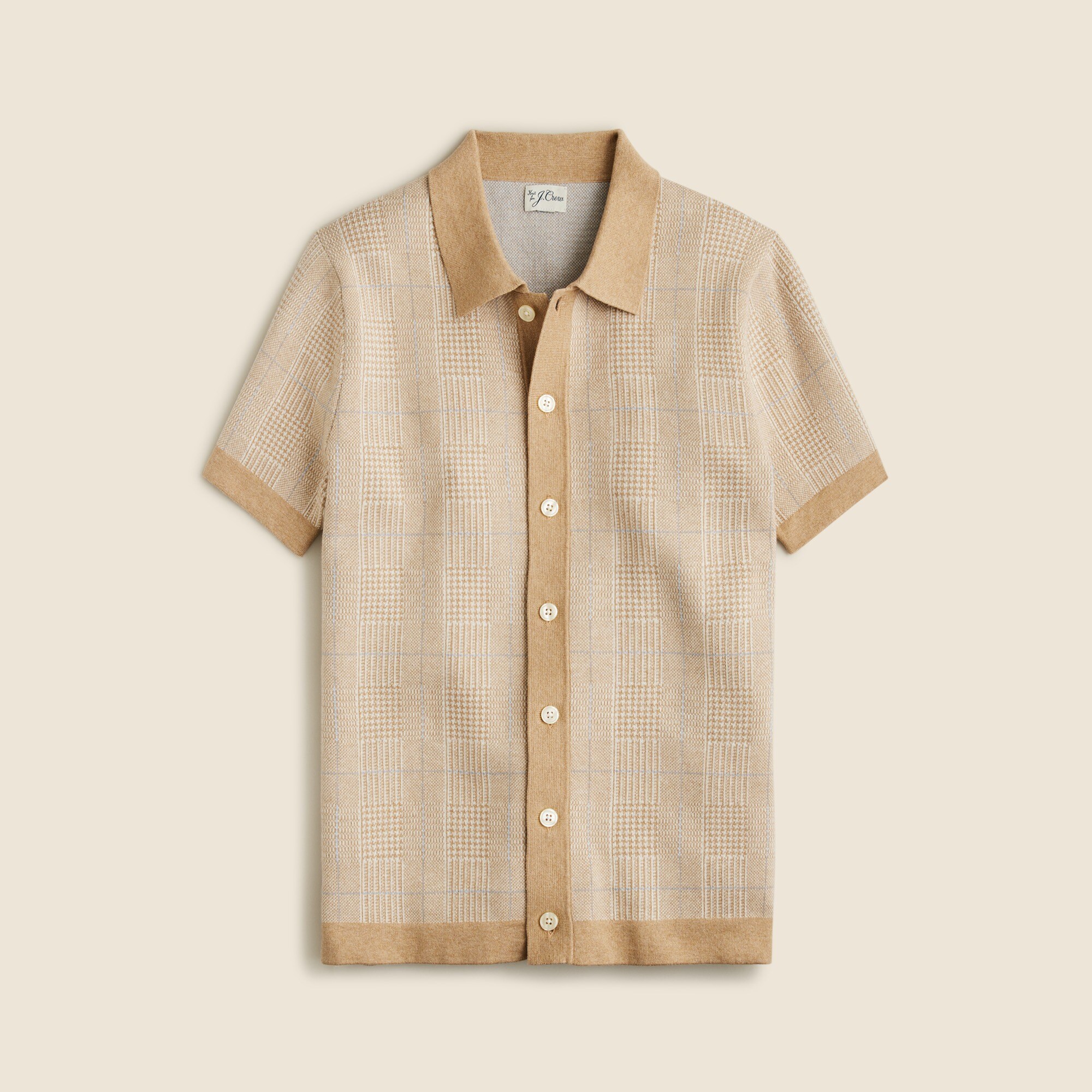 トップス soerte MULTI COLLAR JACQUARD KNIT POLO Short-sleeve Heritage Cotton Sweater-polo In Windowpane Jacquard