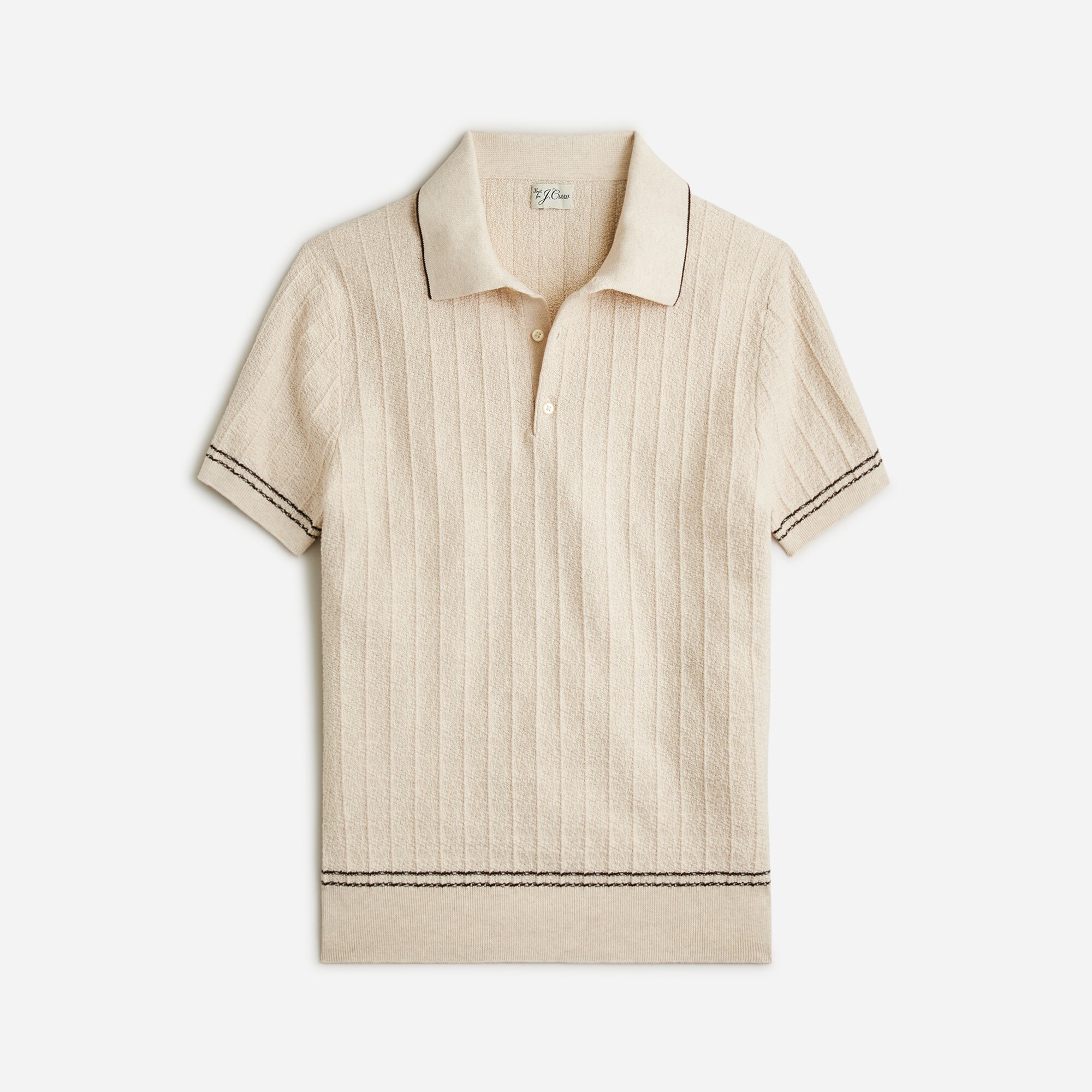  Texture-stitch cotton-tipped sweater-polo