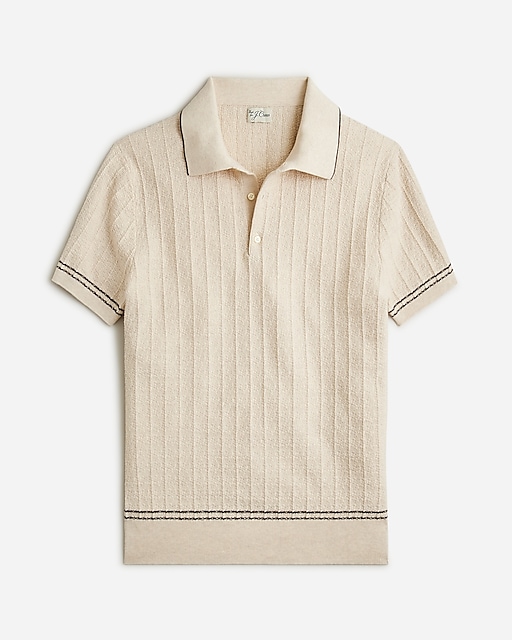 mens Texture-stitch cotton-tipped sweater-polo