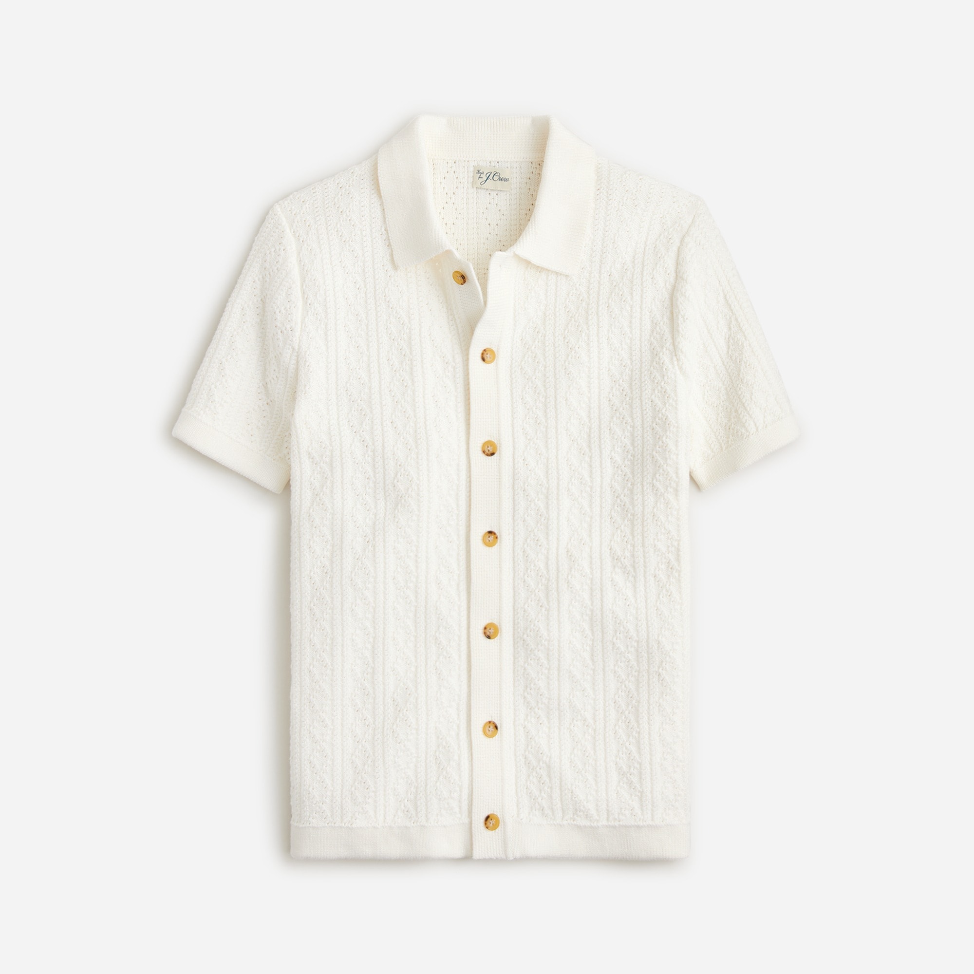  Short-sleeve heritage cotton pointelle-stitch sweater-polo