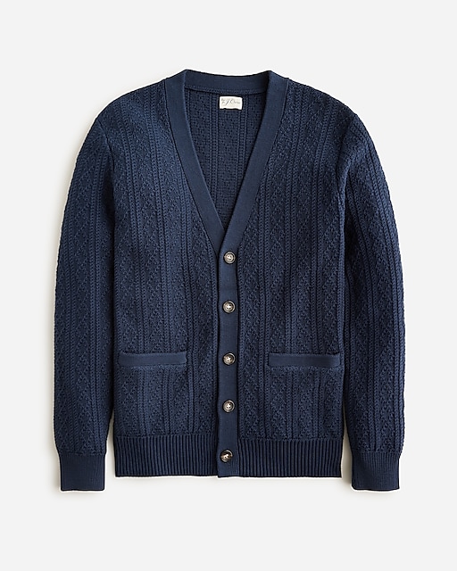 mens Heritage cotton pointelle-stitch cardigan sweater