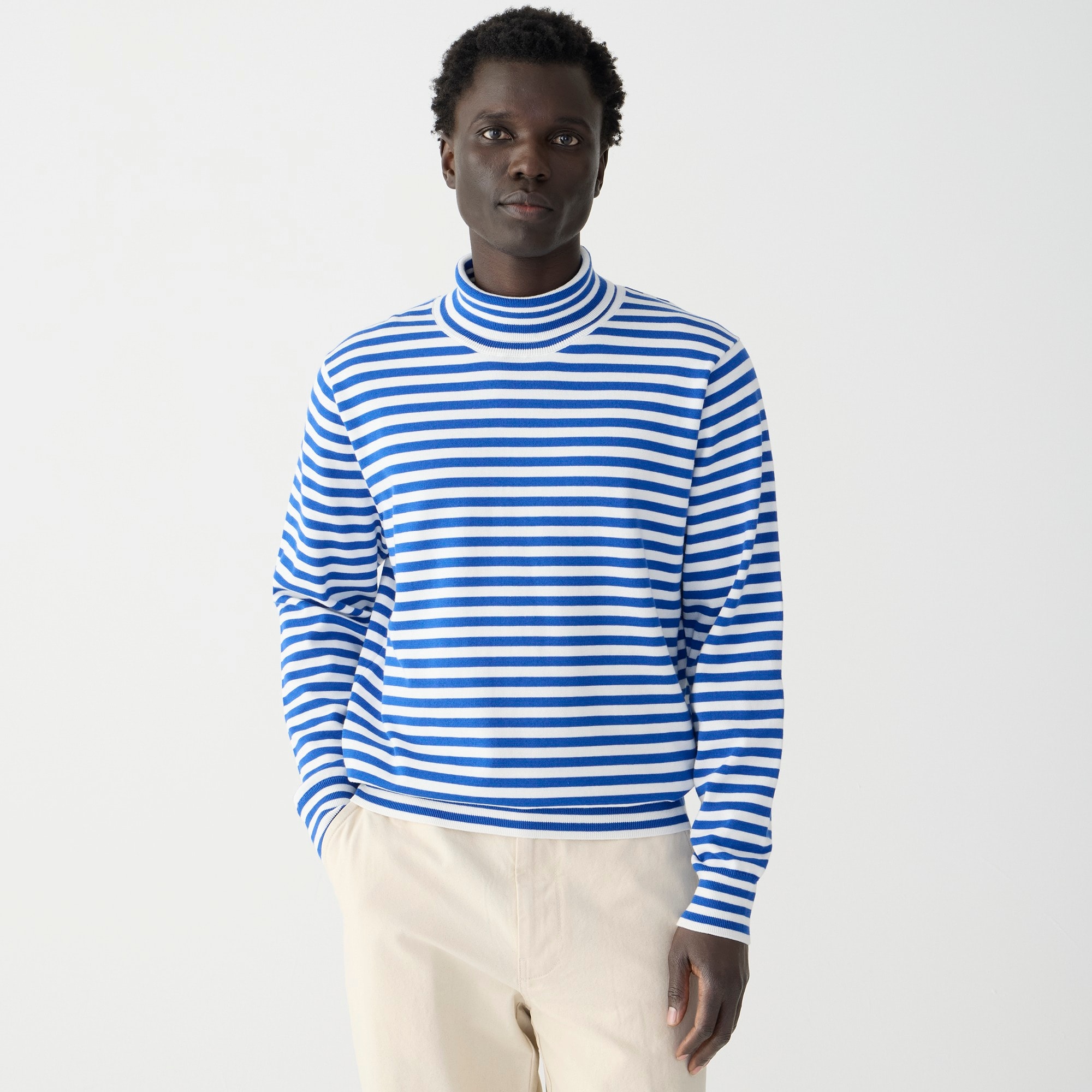 mens Cotton turtleneck sweater in stripe