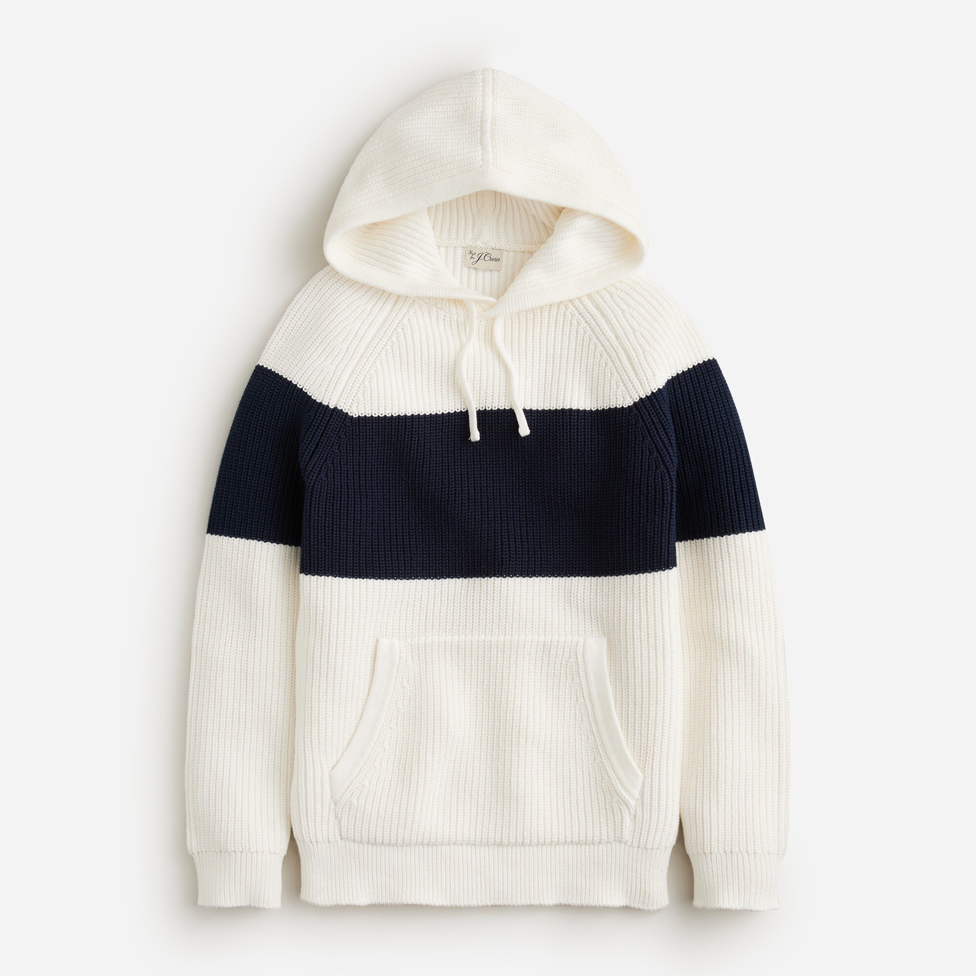 mens Cotton shaker-stitch hooded sweater