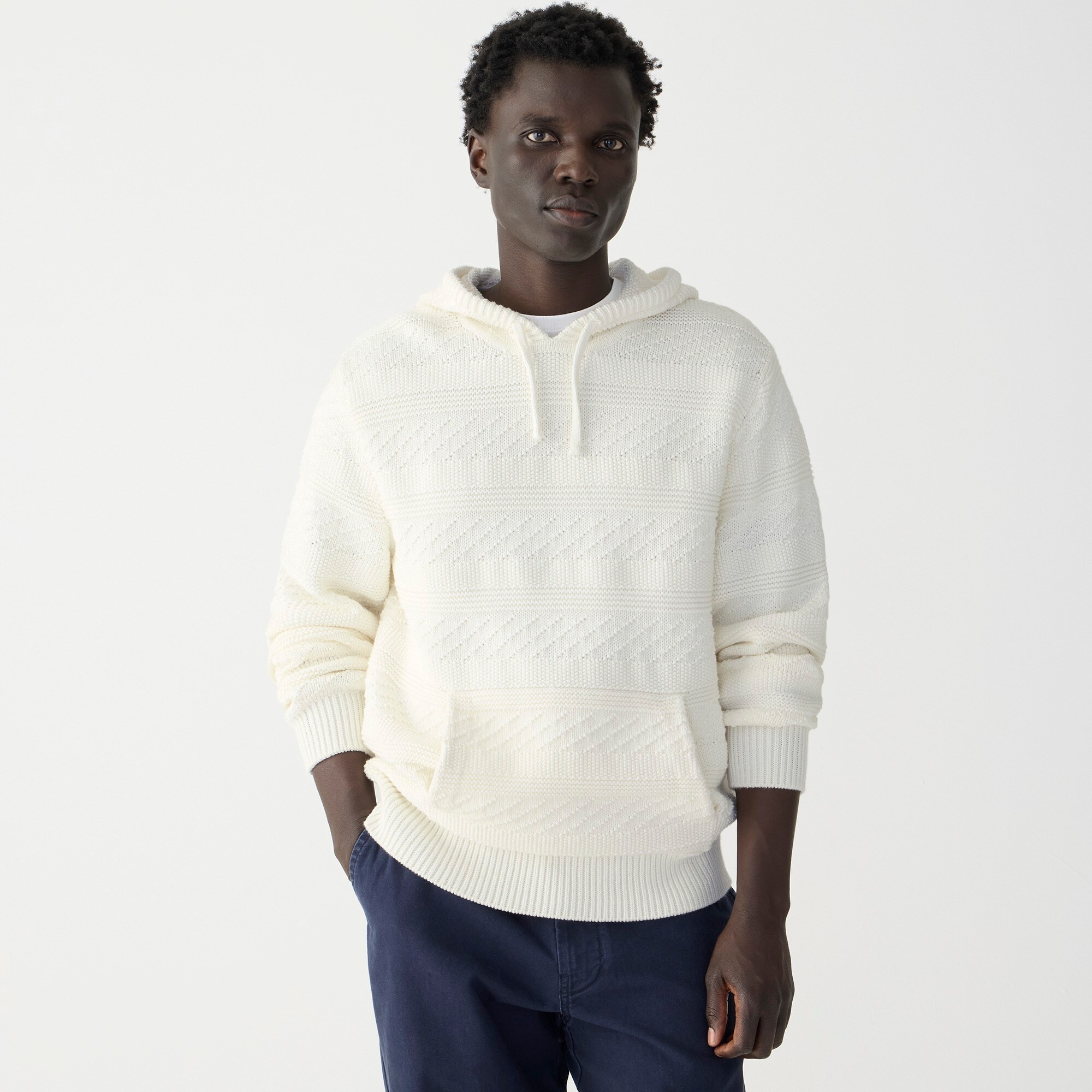 mens Cotton guernsey-stitch hooded sweater