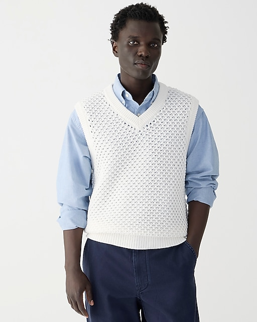 mens Cotton berry-stitch sweater-vest