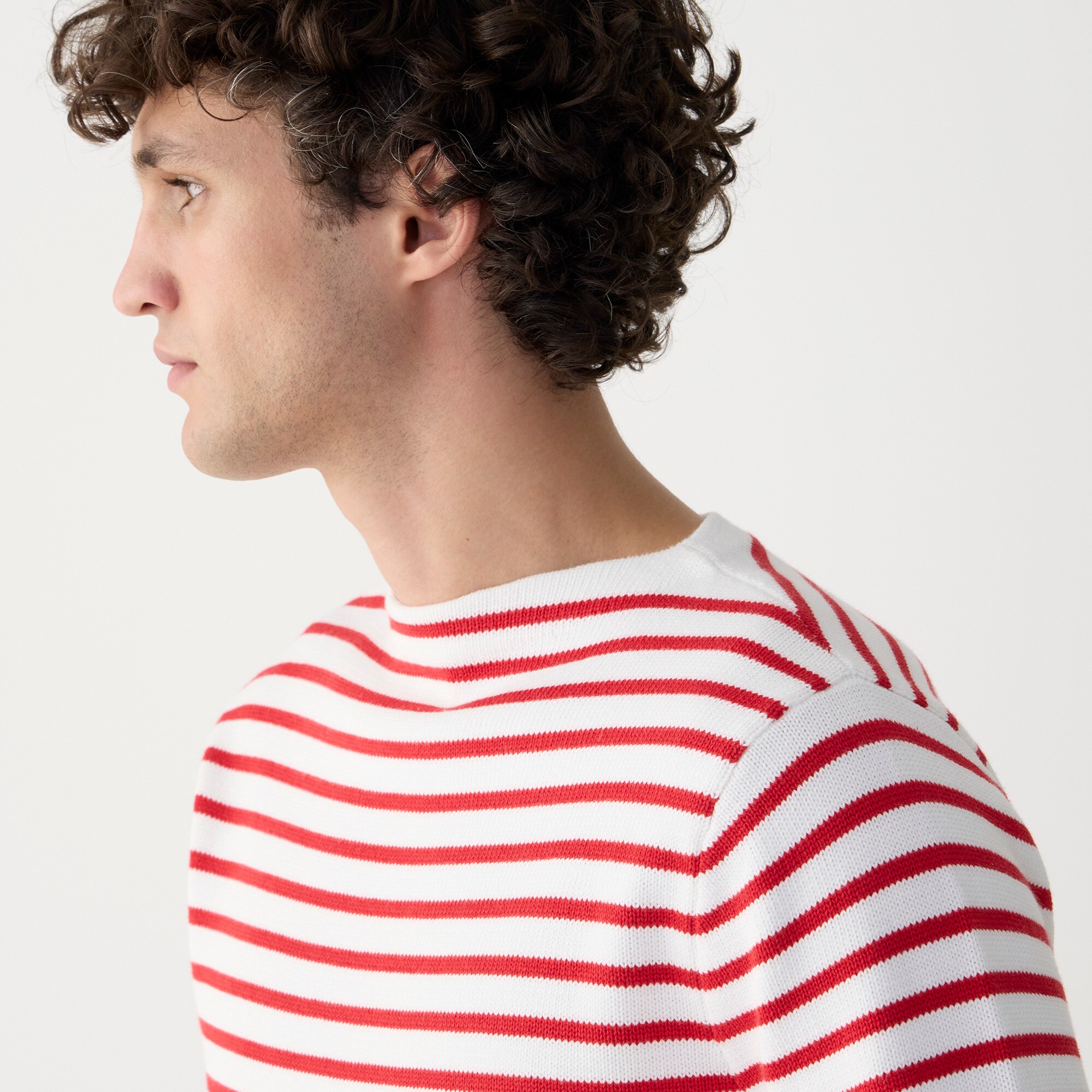 Cotton boatneck sweater in stripe