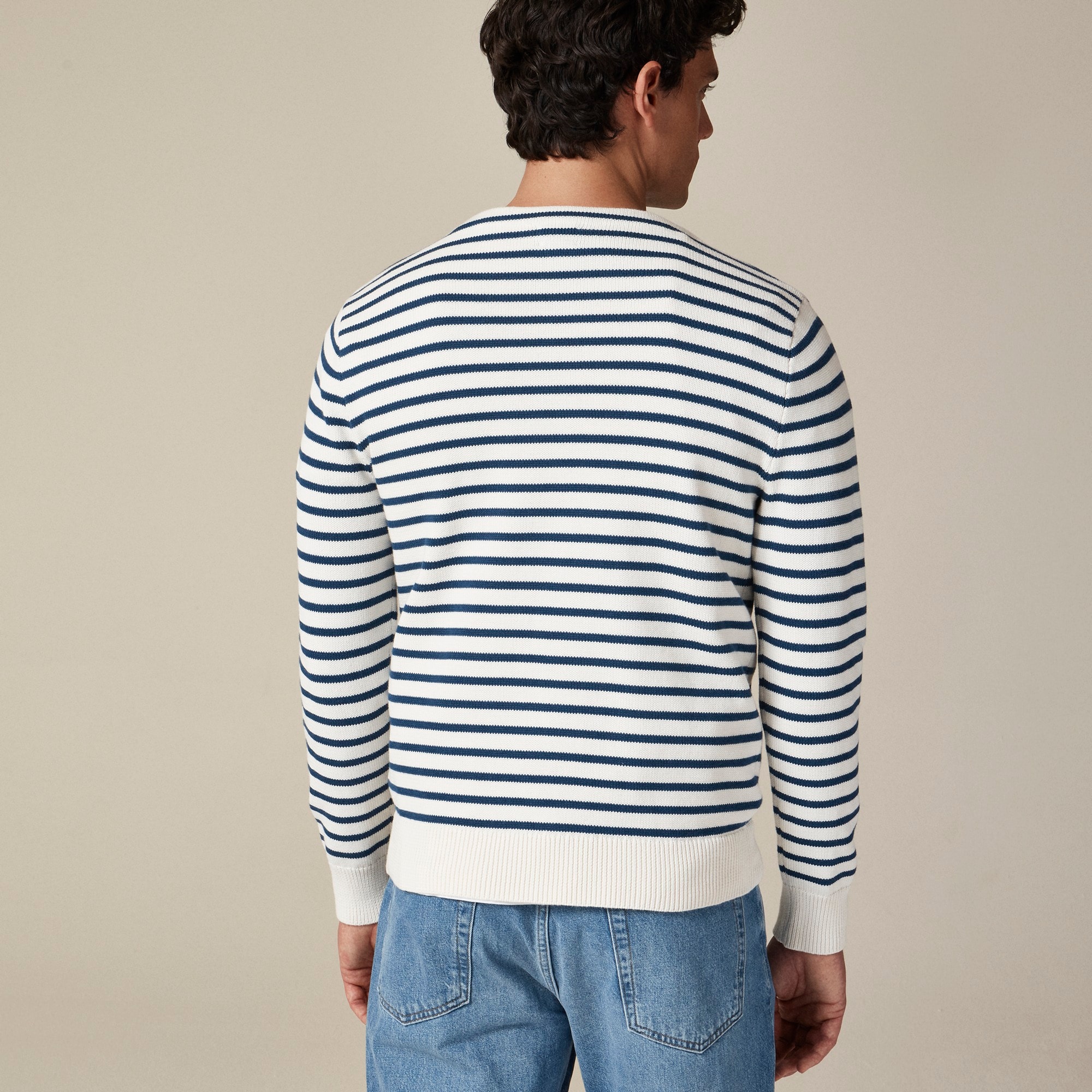 Cotton boatneck sweater in stripe