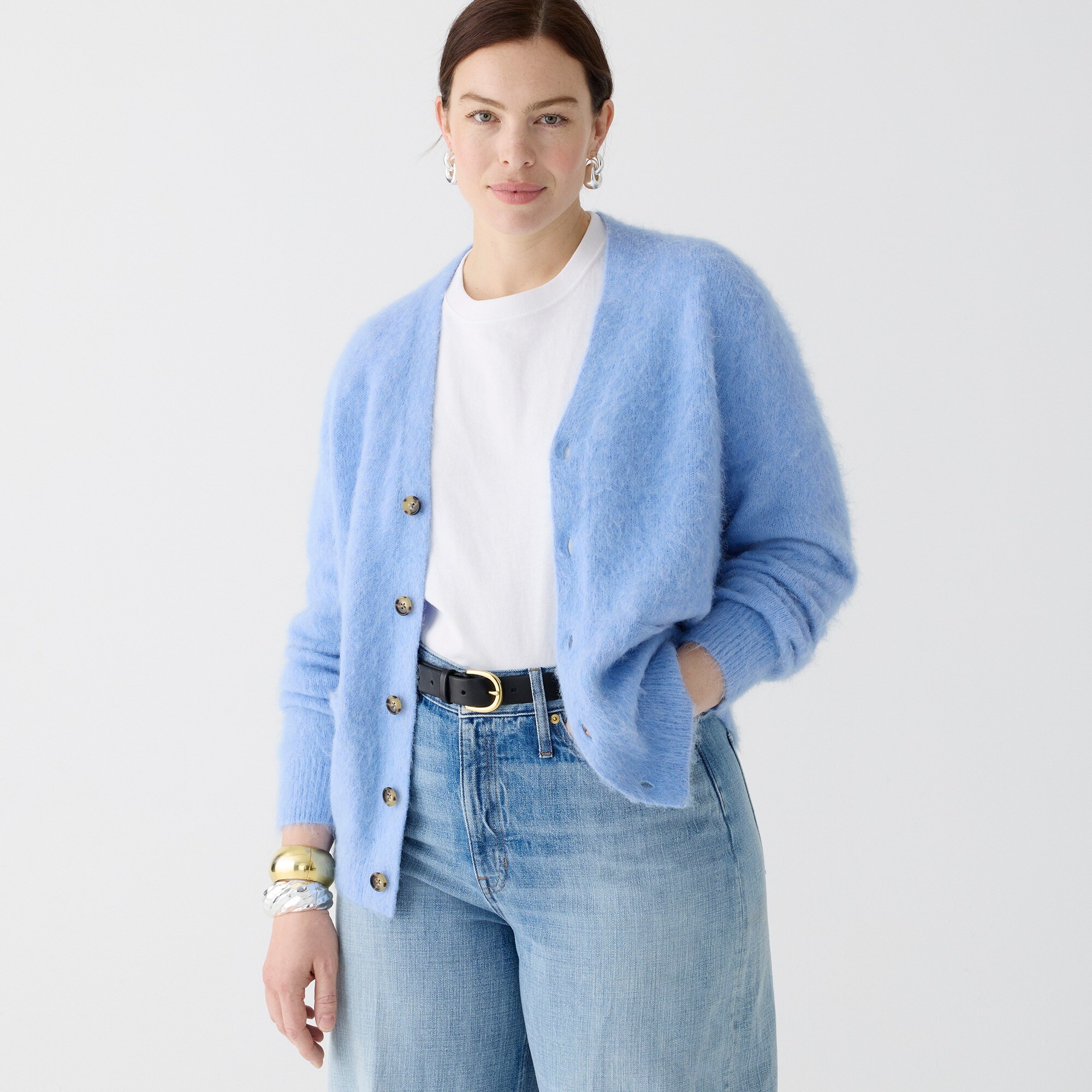 Alpaca-blend V-neck cardigan