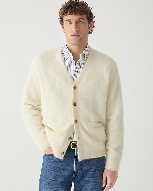 mens Alpaca-blend V-neck cardigan sweater