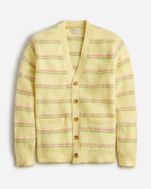 mens Alpaca-blend V-neck cardigan sweater in stripe