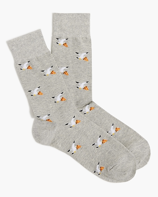 mens Seagull with pizza socks