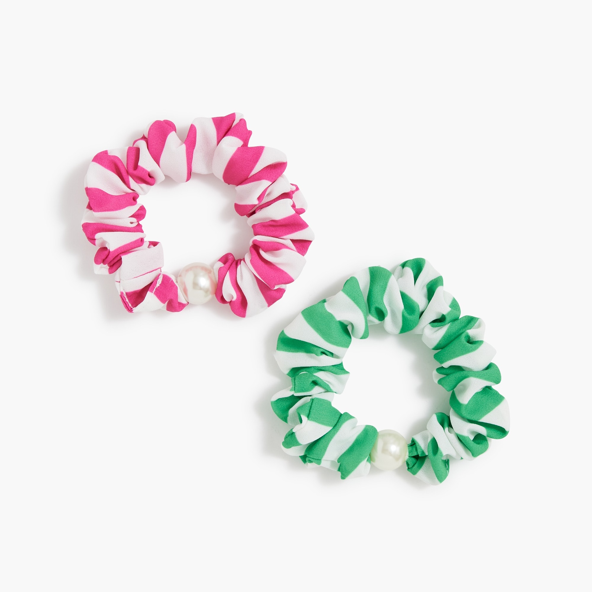 Striped pearl hair scrunchies set-of-two