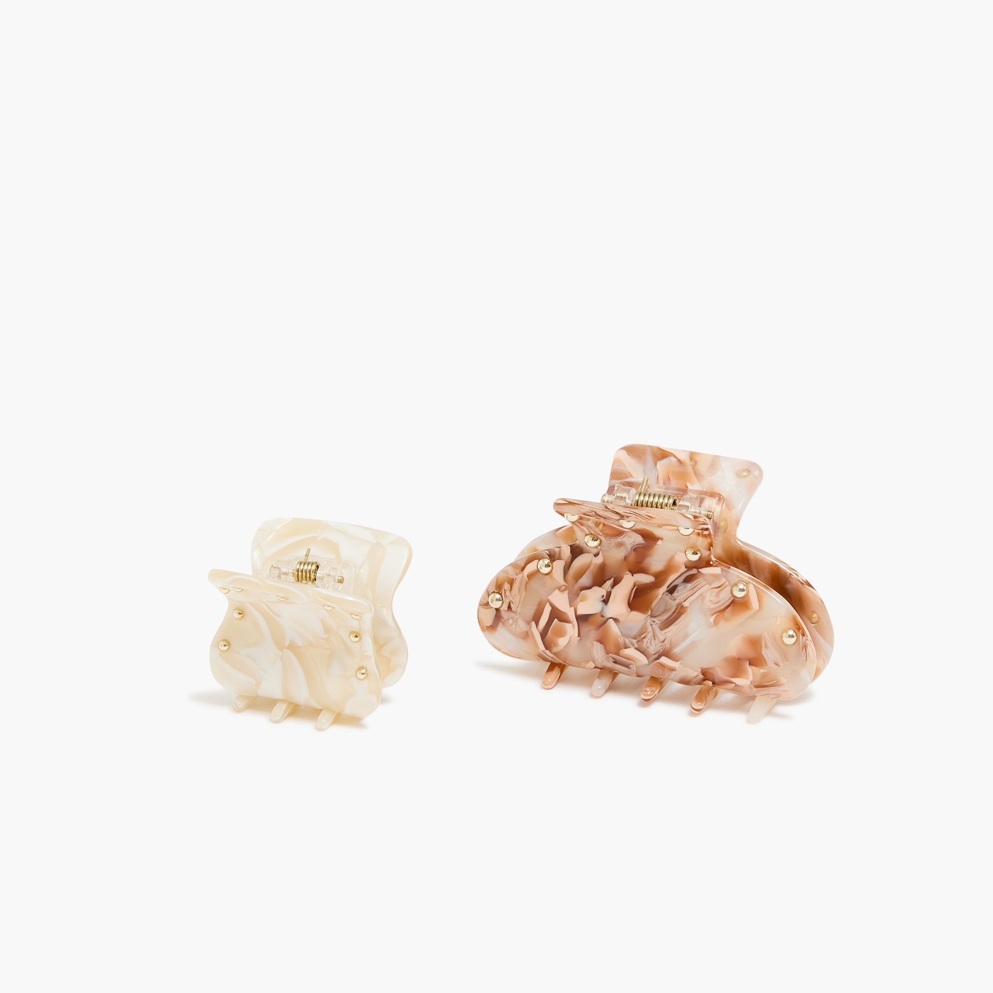 Bead-lined tortoise claw hair clips set