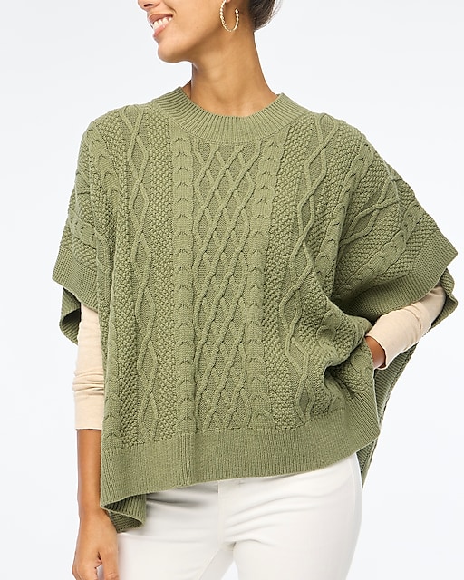 womens Fisherman cable-knit poncho