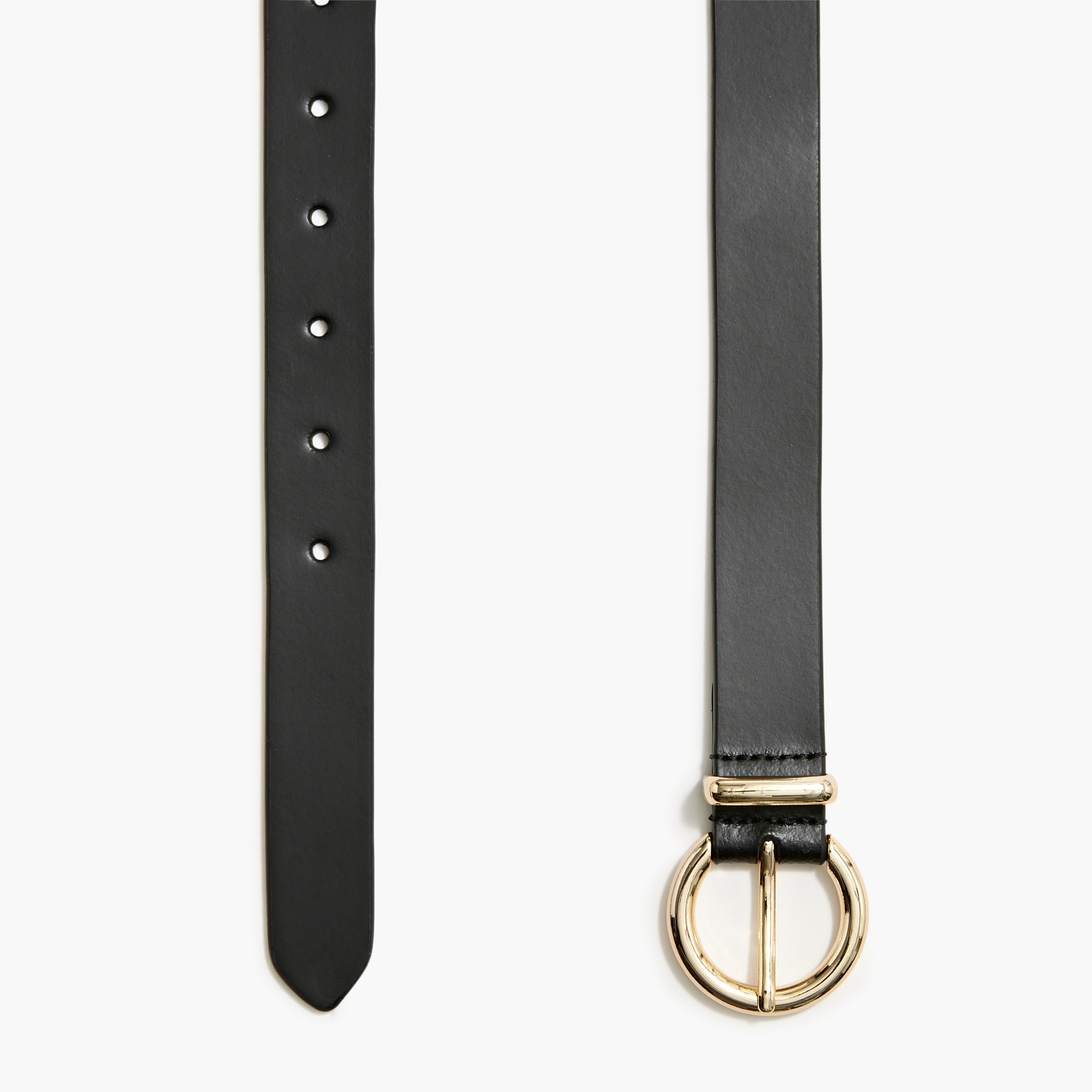 Leather belt with gold-tone buckle