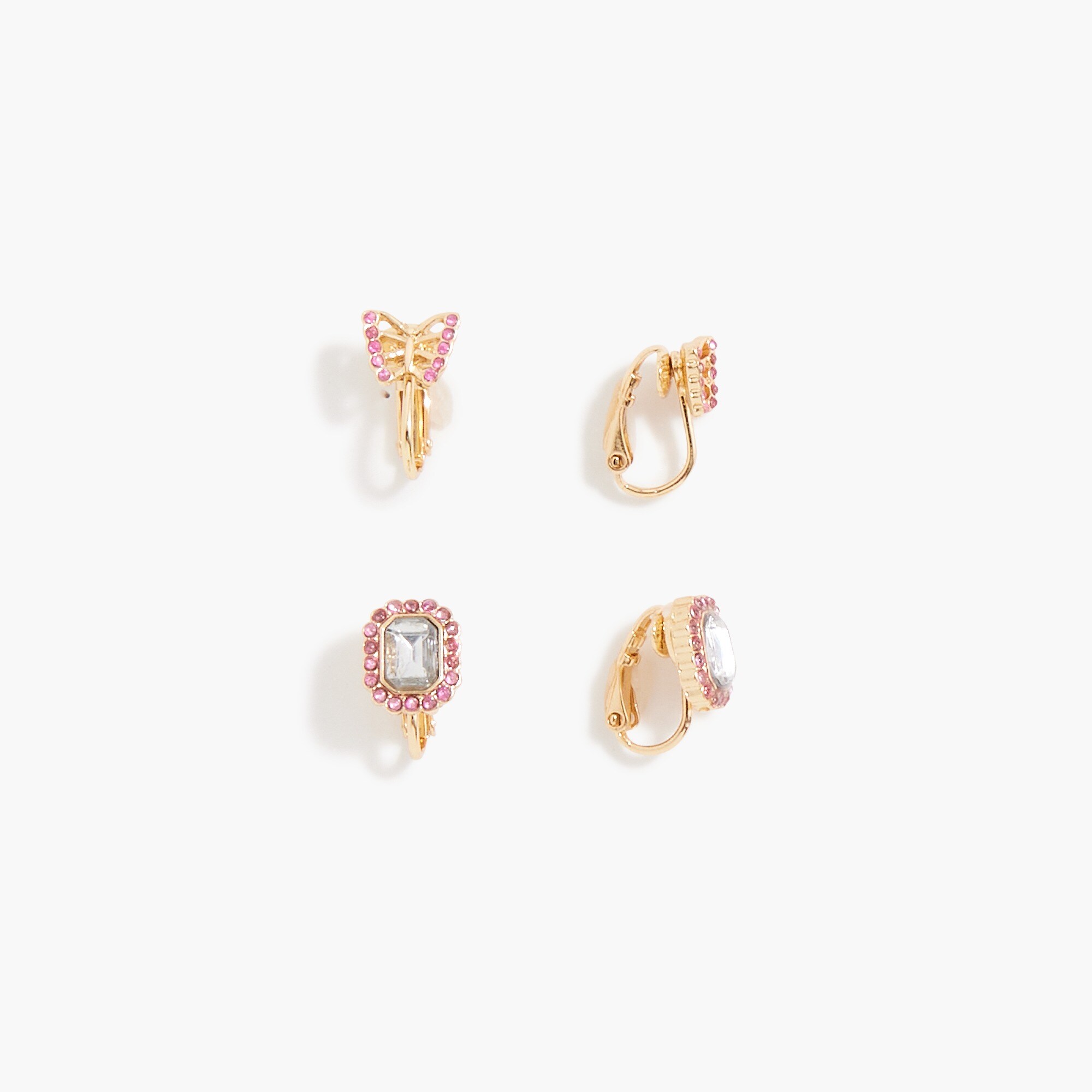  Girls' rhinestone clip-on earrings set-of-two