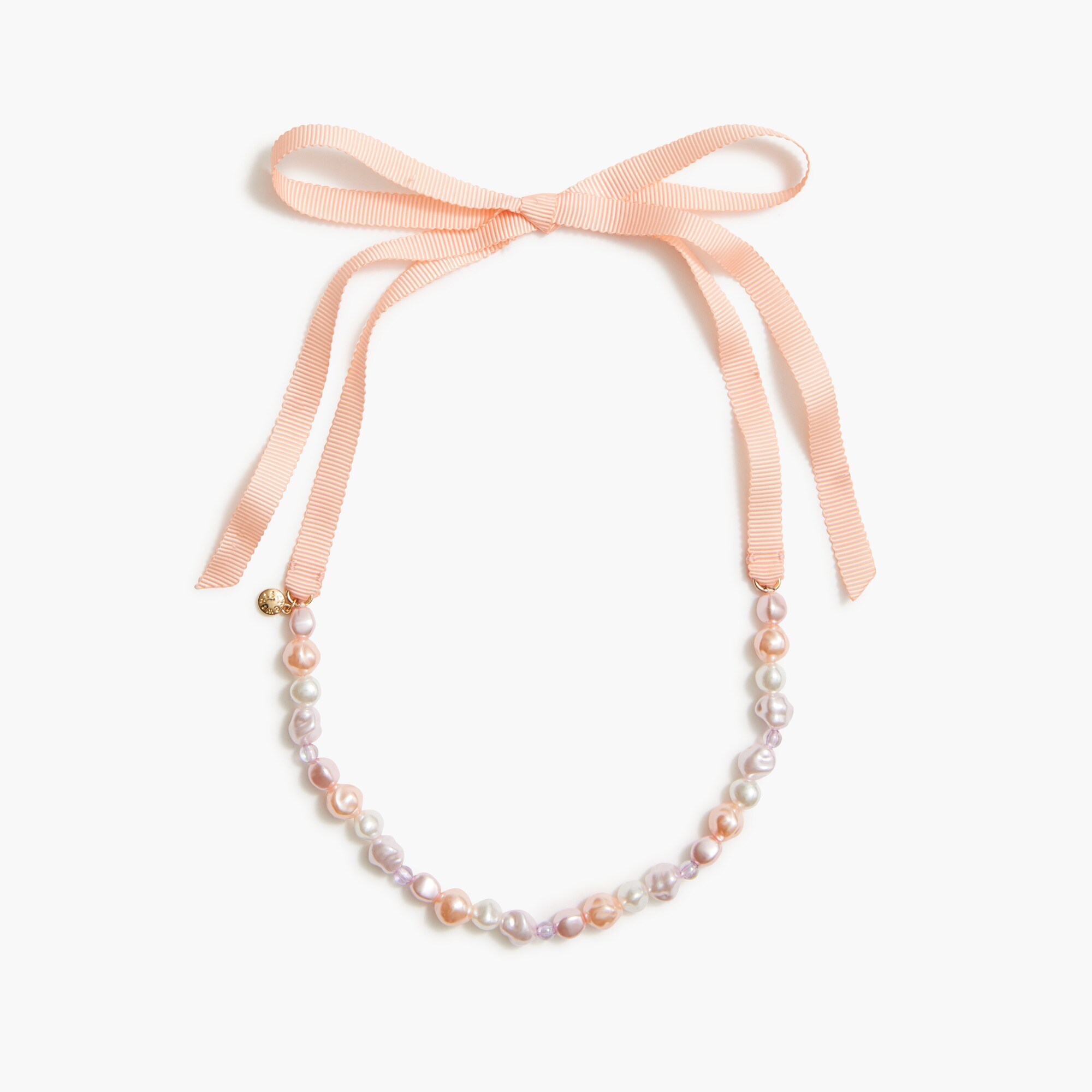  Girls' multicolor pearl-ribbon necklace
