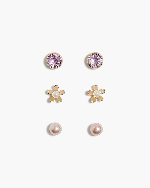  Girls' multicolor pearl earrings pack