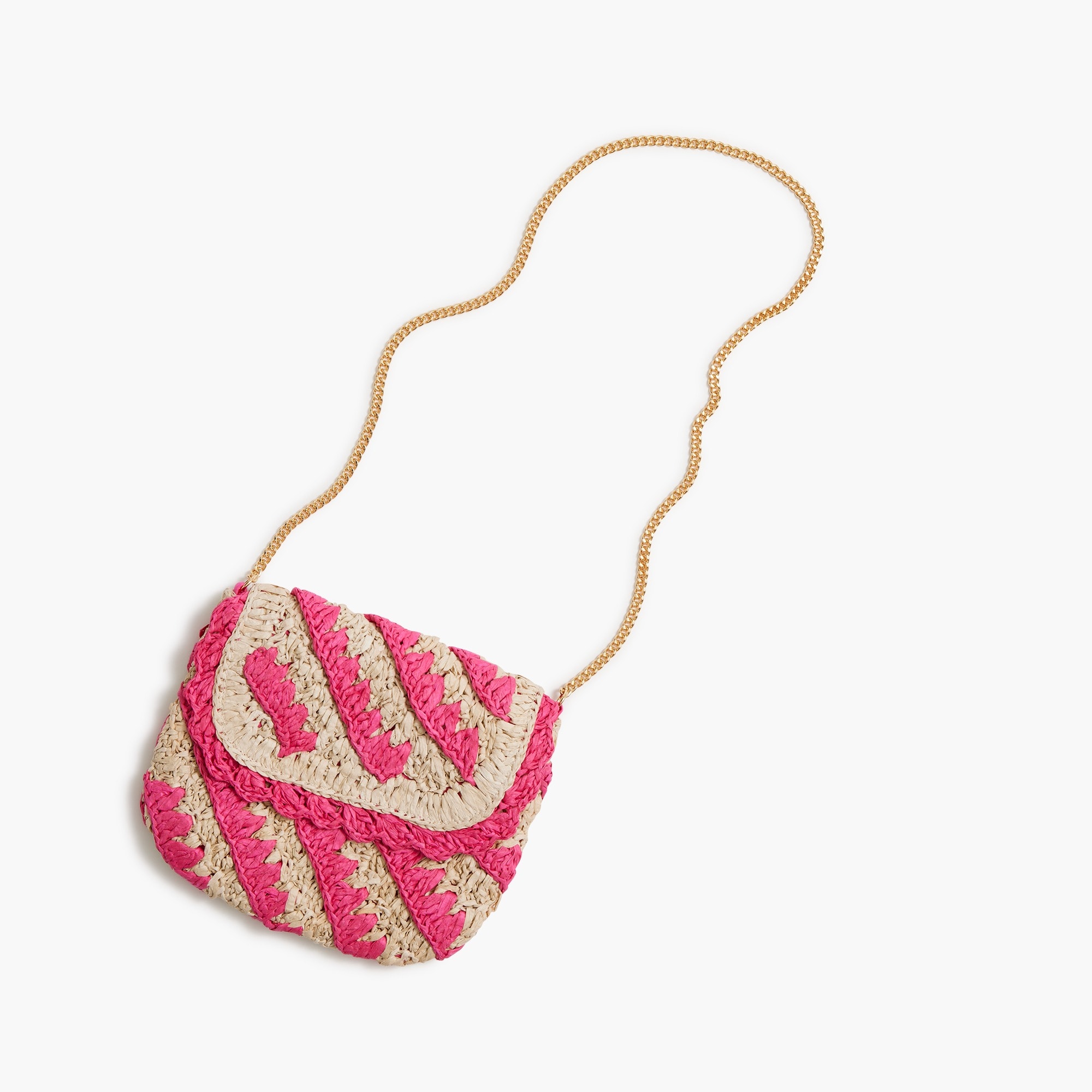 Girls' pink raffia woven bag