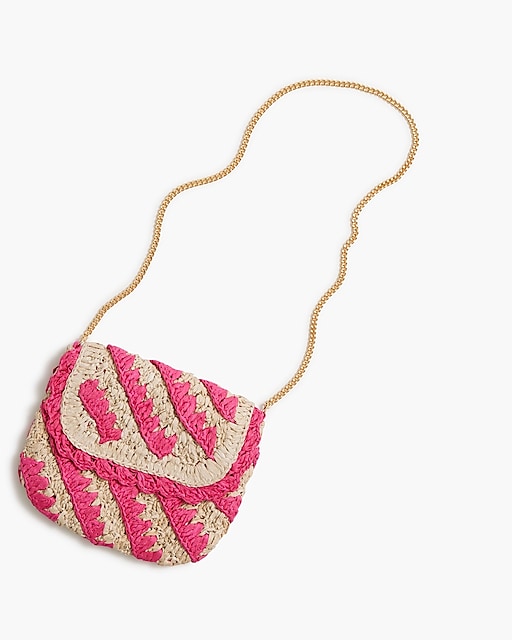  Girls' pink raffia woven bag