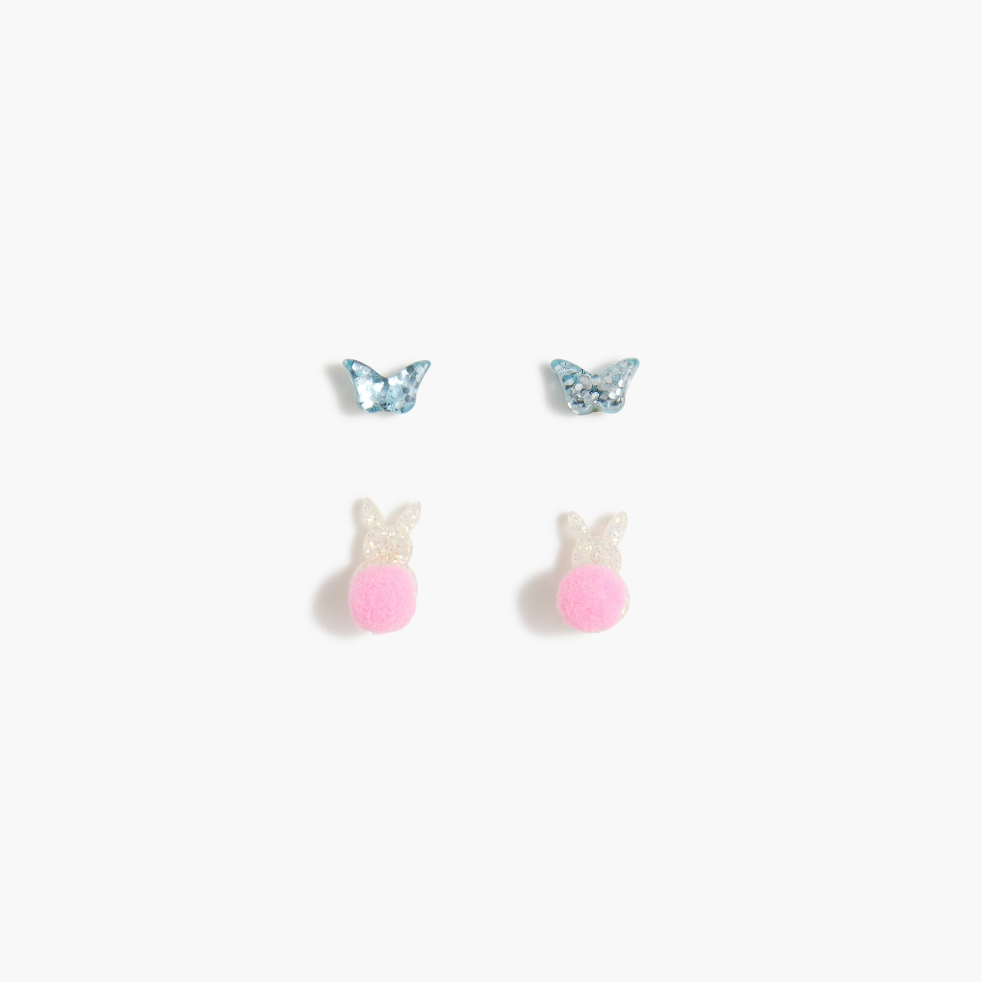 Girls' bunny and butterfly earrings set-of two