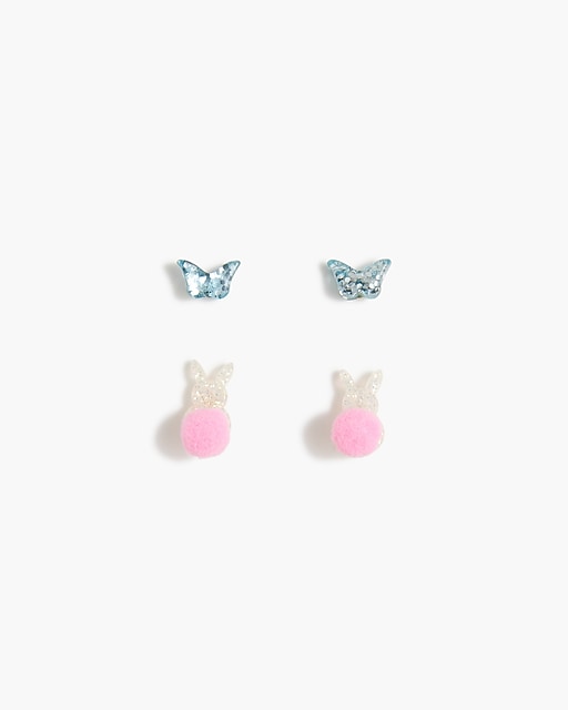girls Girls' bunny and butterfly earrings set-of two