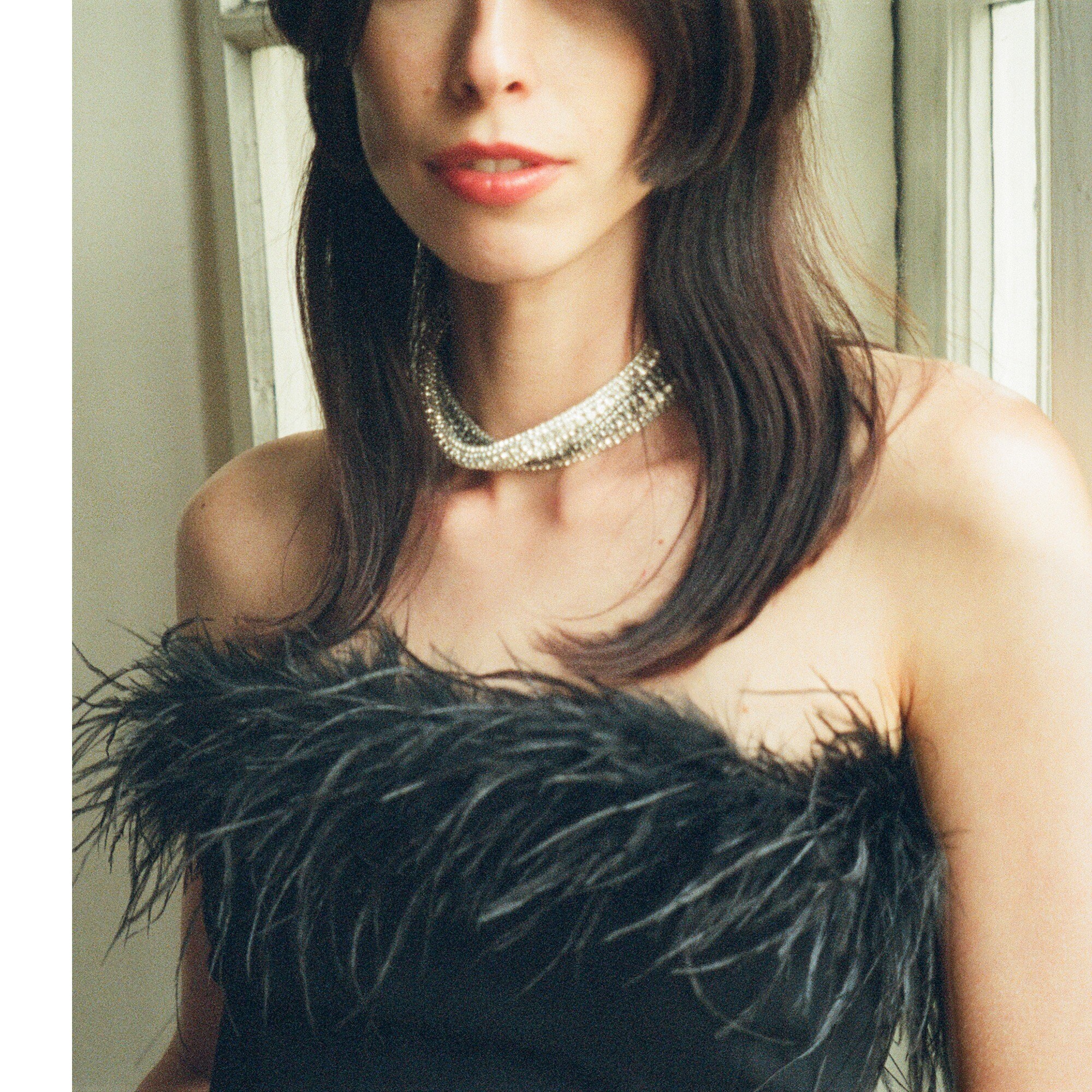 Limited-edition Anna October© X J.Crew feather-trim strapless top