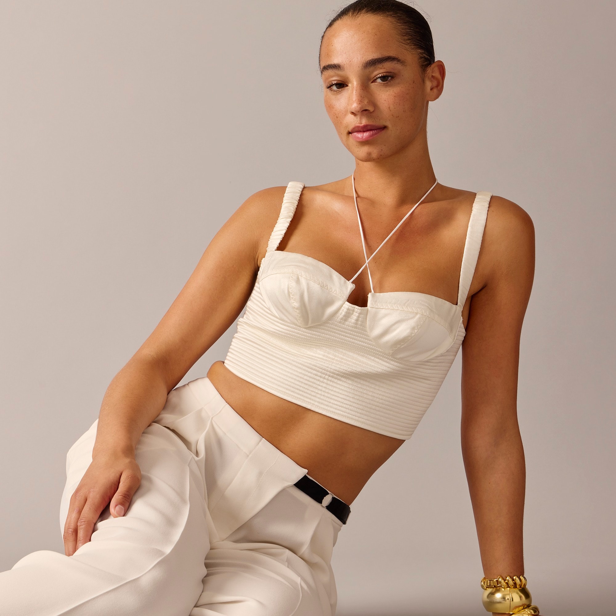  Limited-edition Anna October&copy; X J.Crew cropped bustier top