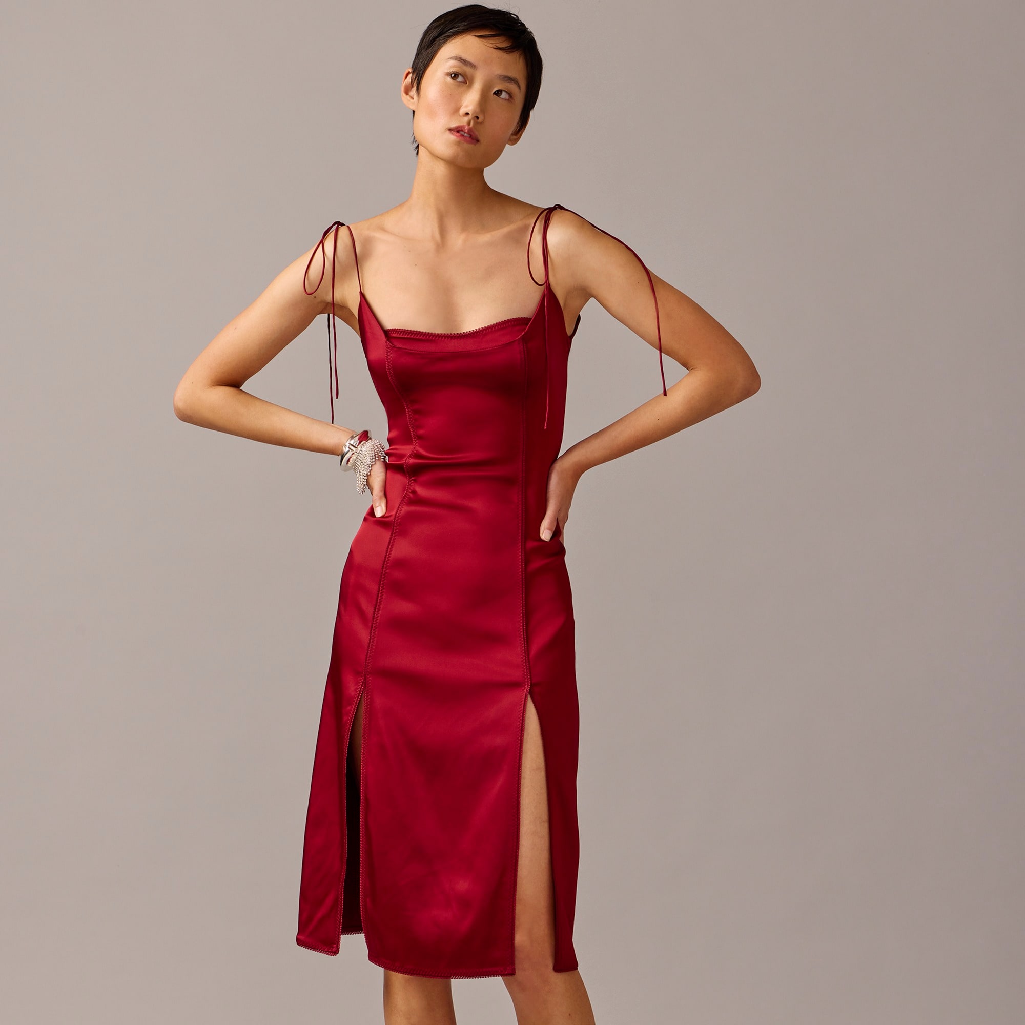 womens Limited-edition Anna October&copy; X J.Crew side-slit dress