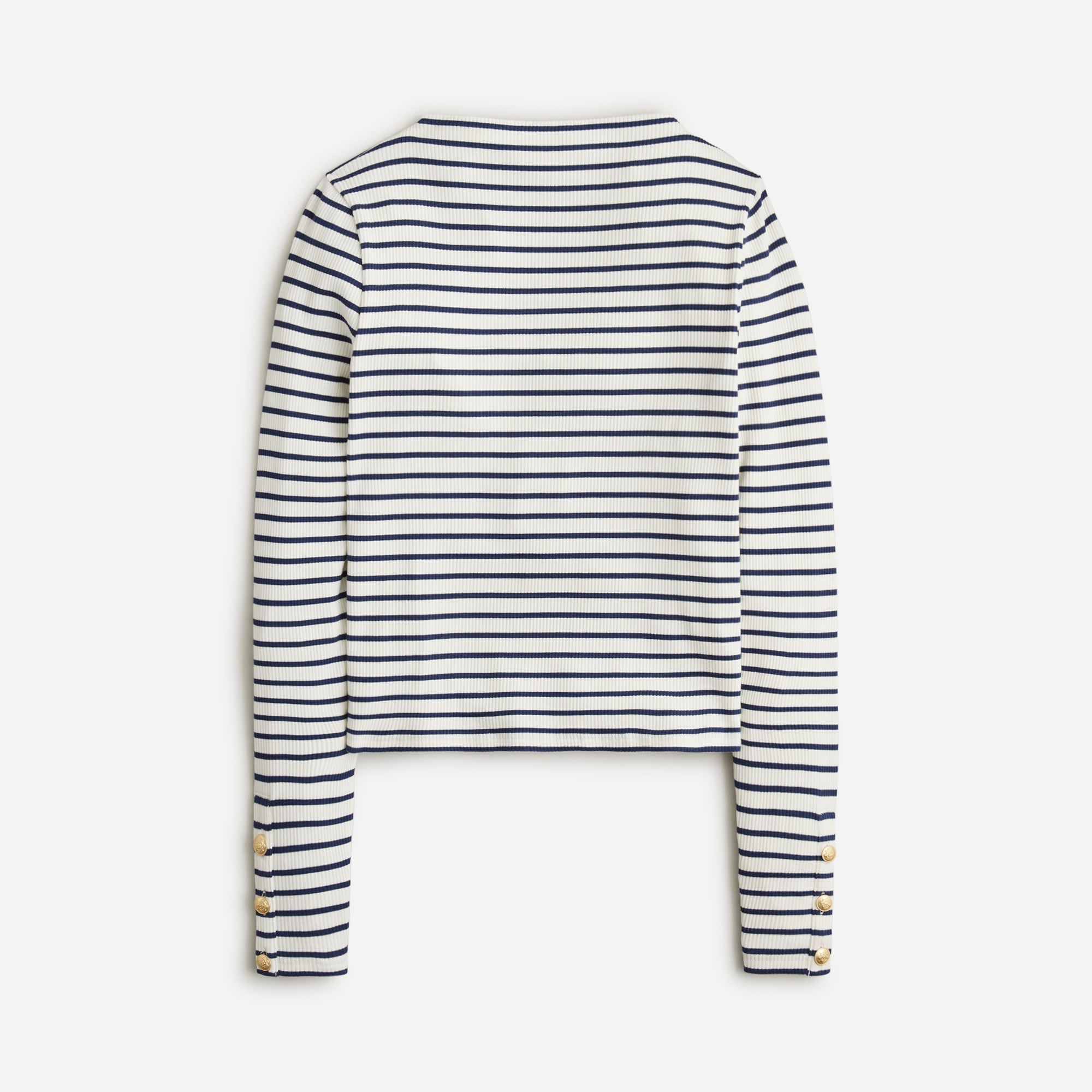  Vintage rib split-neck T-shirt with buttons in stripe