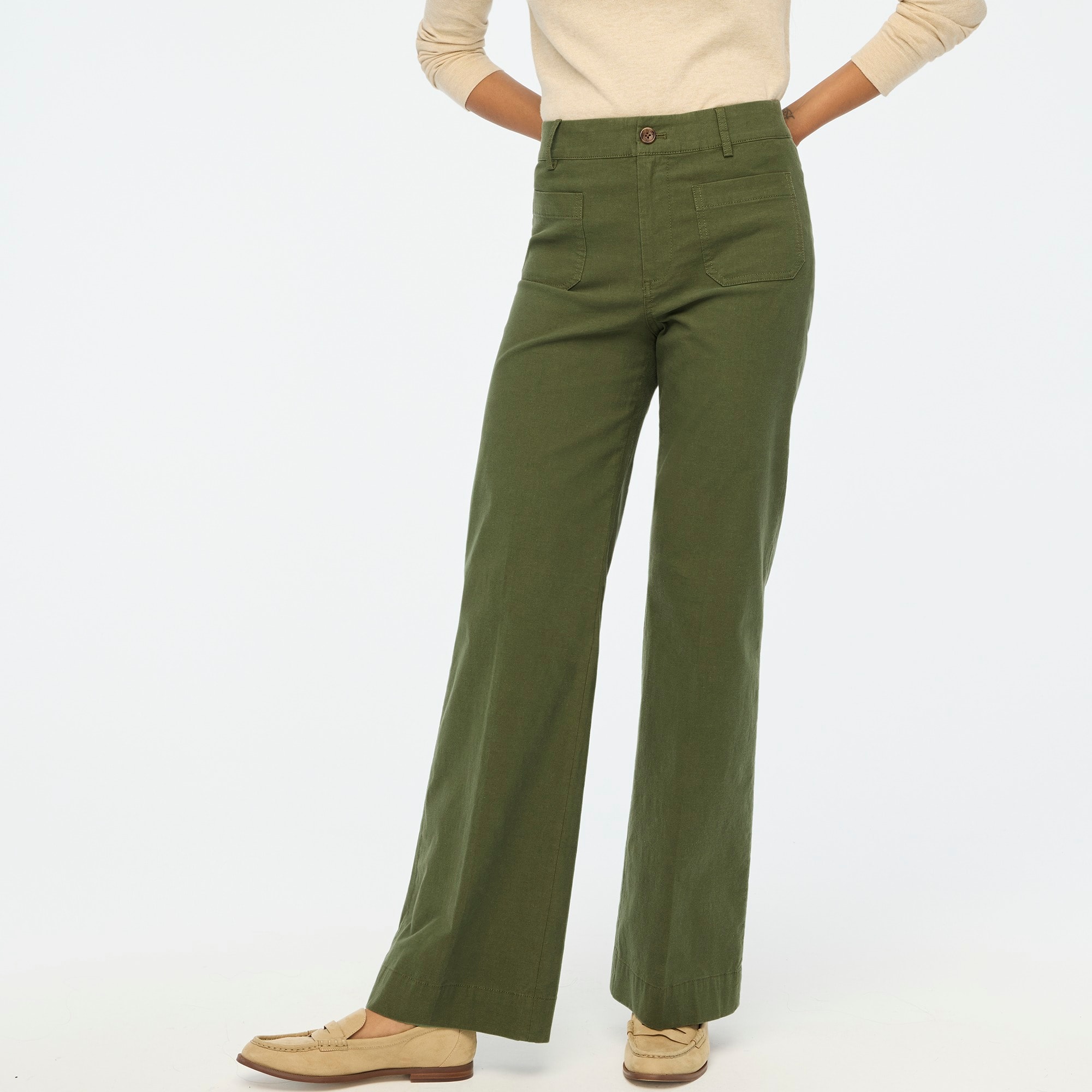  High-rise patch-pocket wide-leg pant