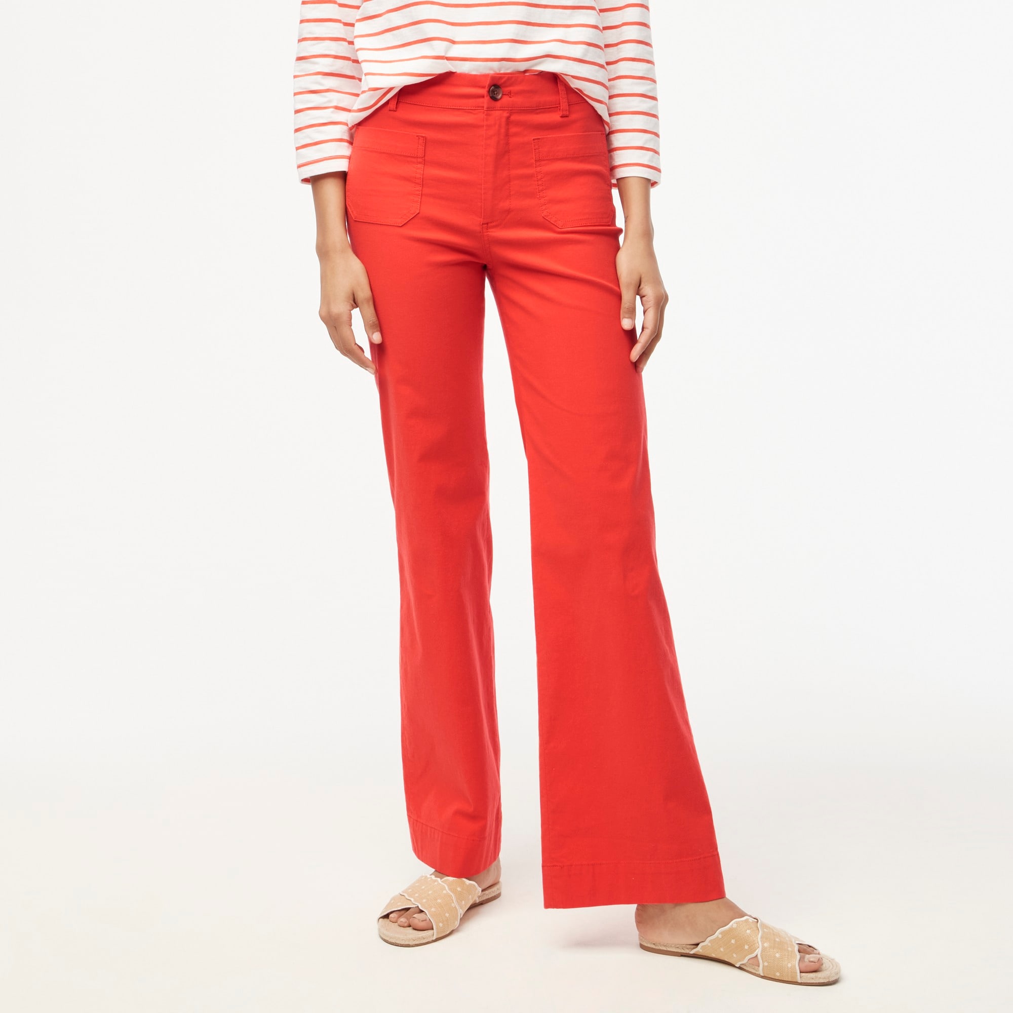 High Rise Double Pocket Wide Leg Pants