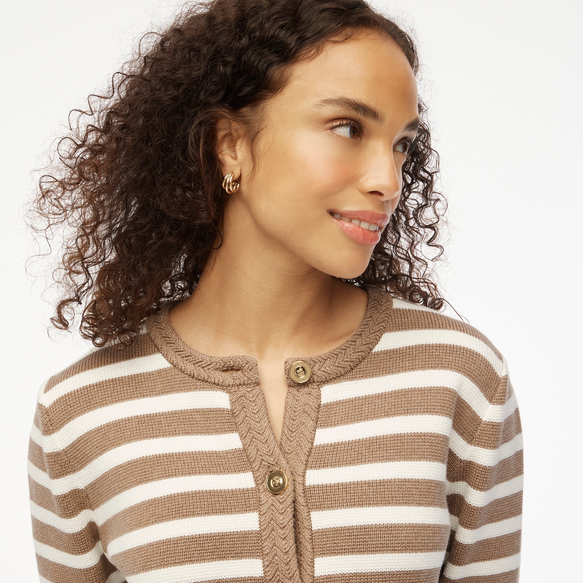 Striped cotton lady jacket cardigan sweater