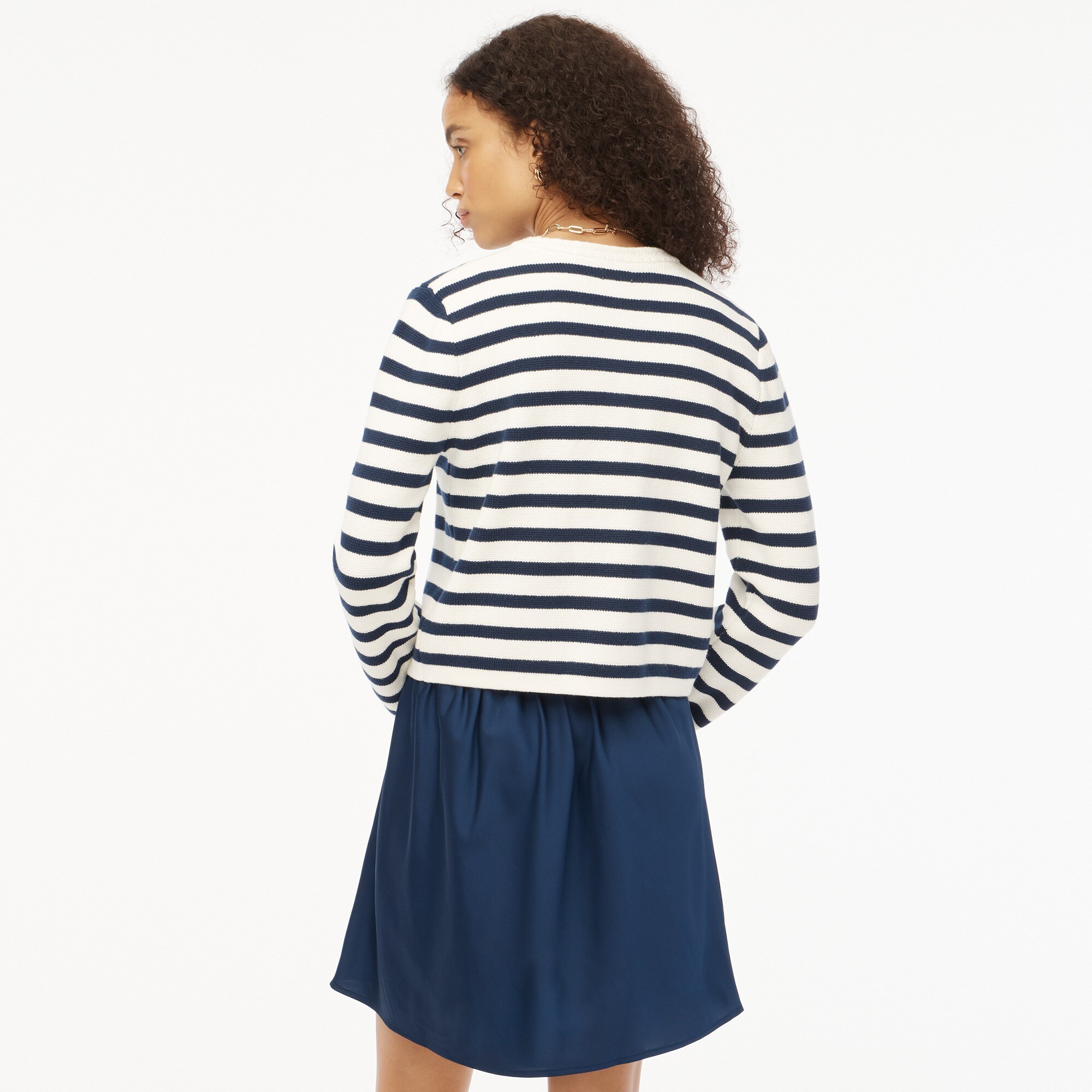 Striped cotton lady jacket cardigan sweater