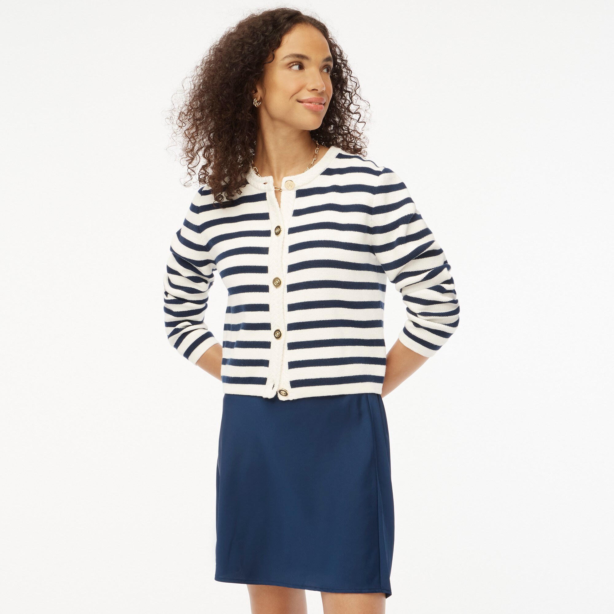 Striped cotton lady jacket cardigan sweater