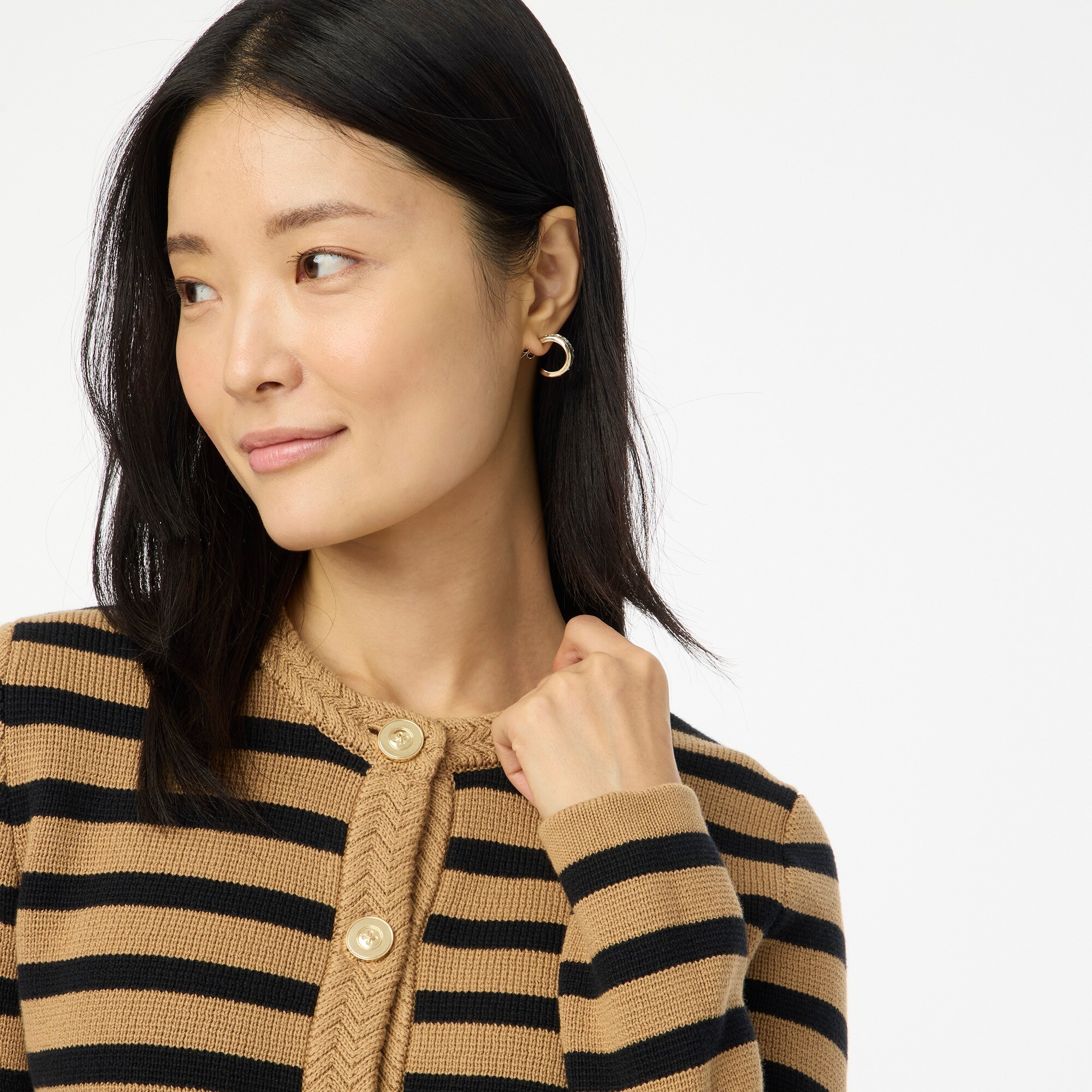 Striped cotton lady jacket cardigan sweater