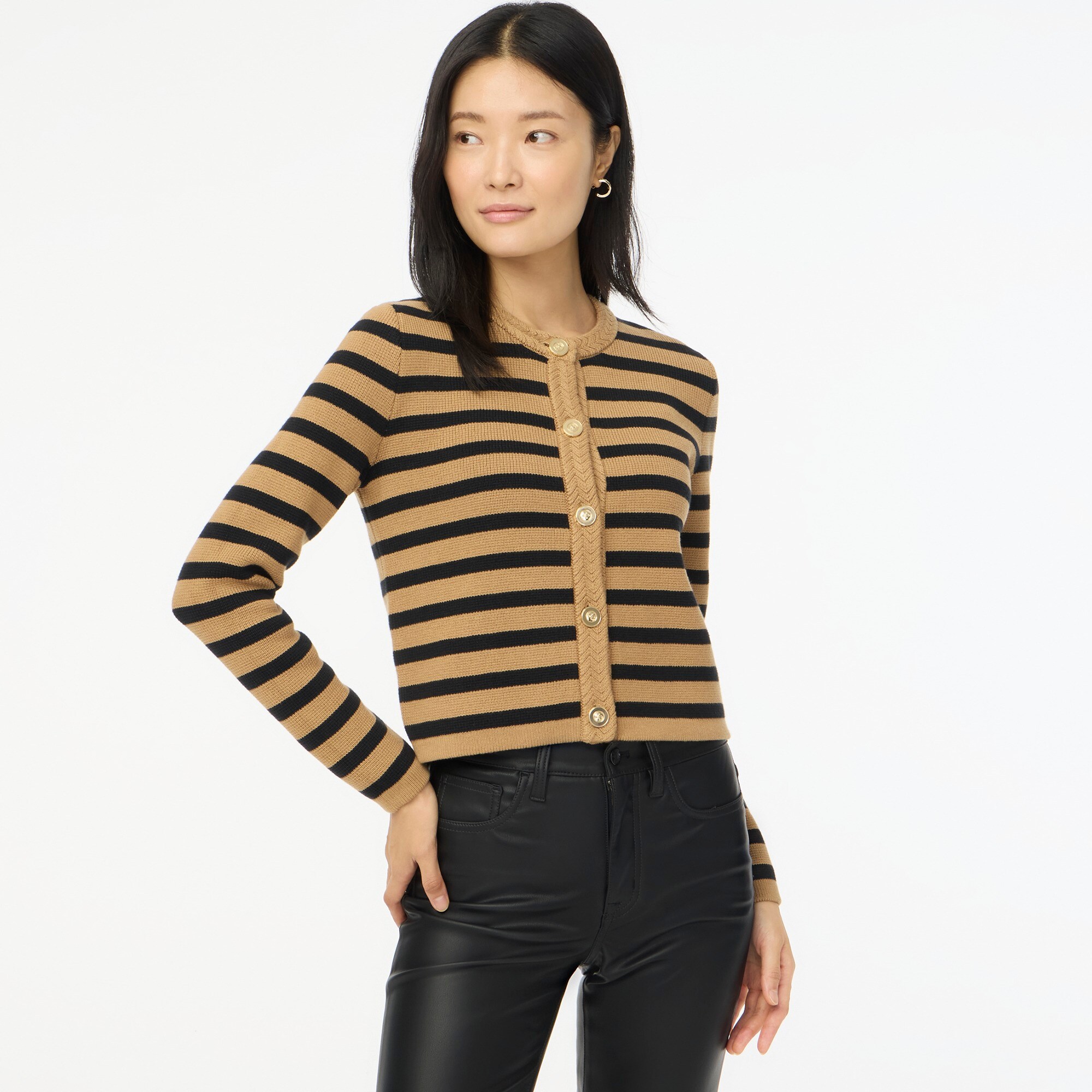 Striped cotton lady jacket cardigan sweater