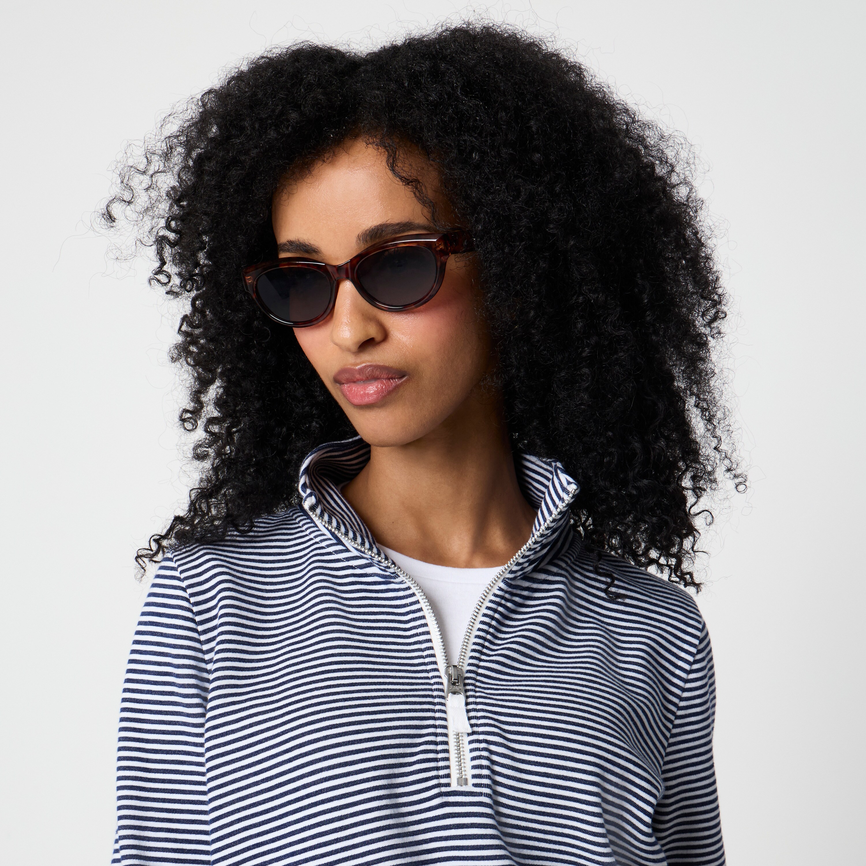 Striped terry half-zip pullover