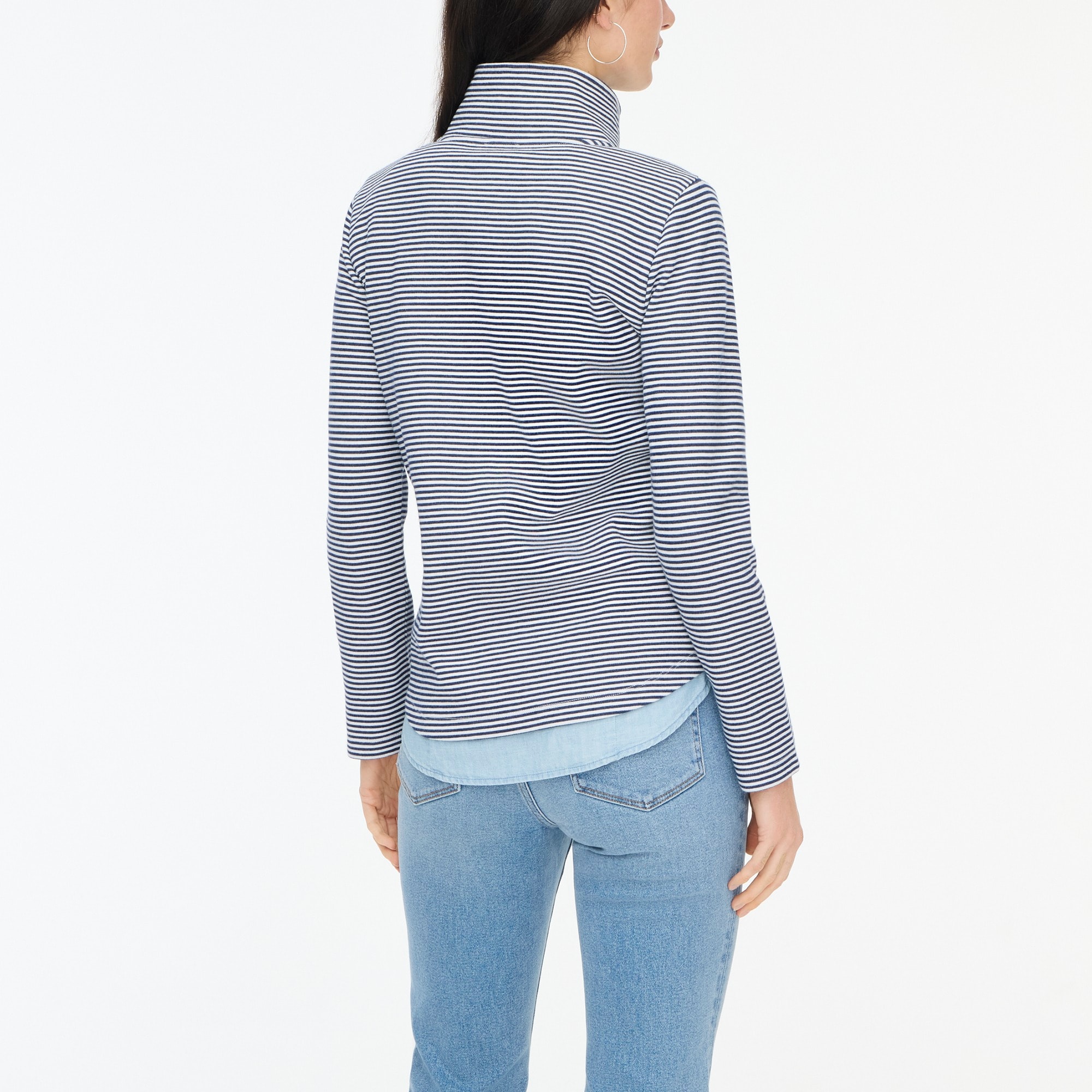 Striped terry half-zip pullover