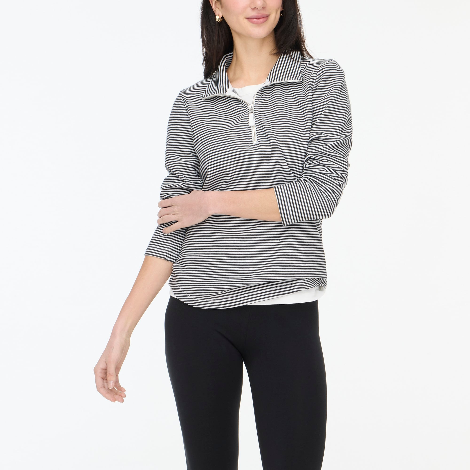 womens Striped terry half-zip pullover