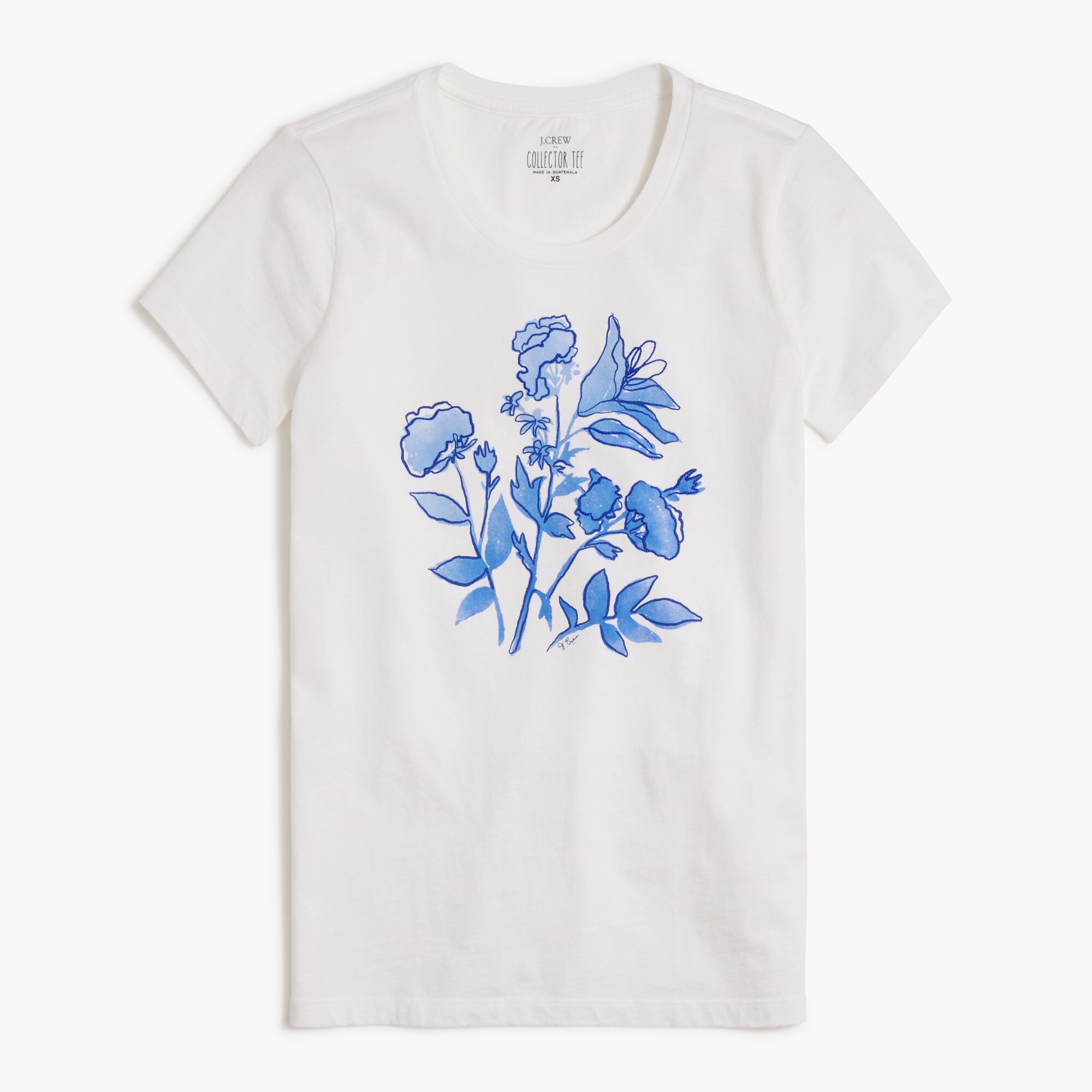  Embroidered flowers graphic tee