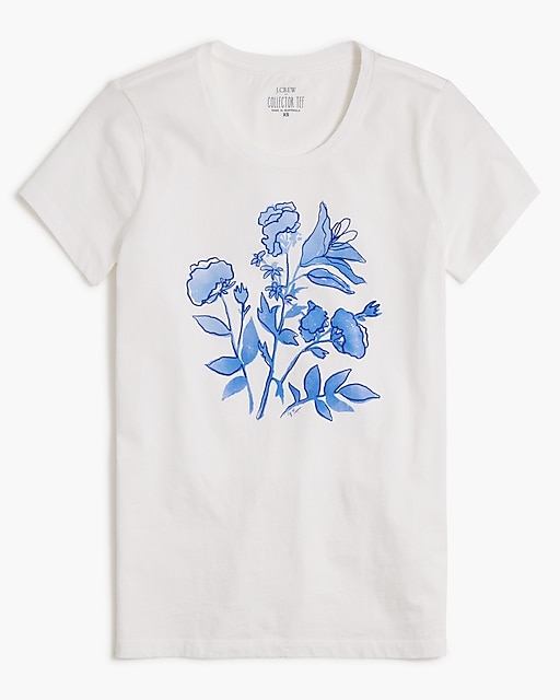  Embroidered flowers graphic tee