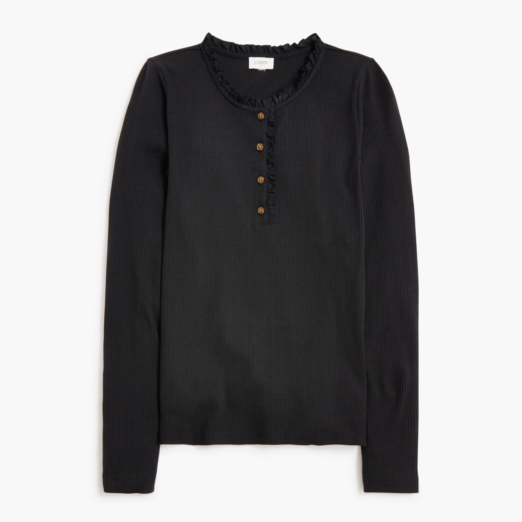 Ribbed ruffleneck henley