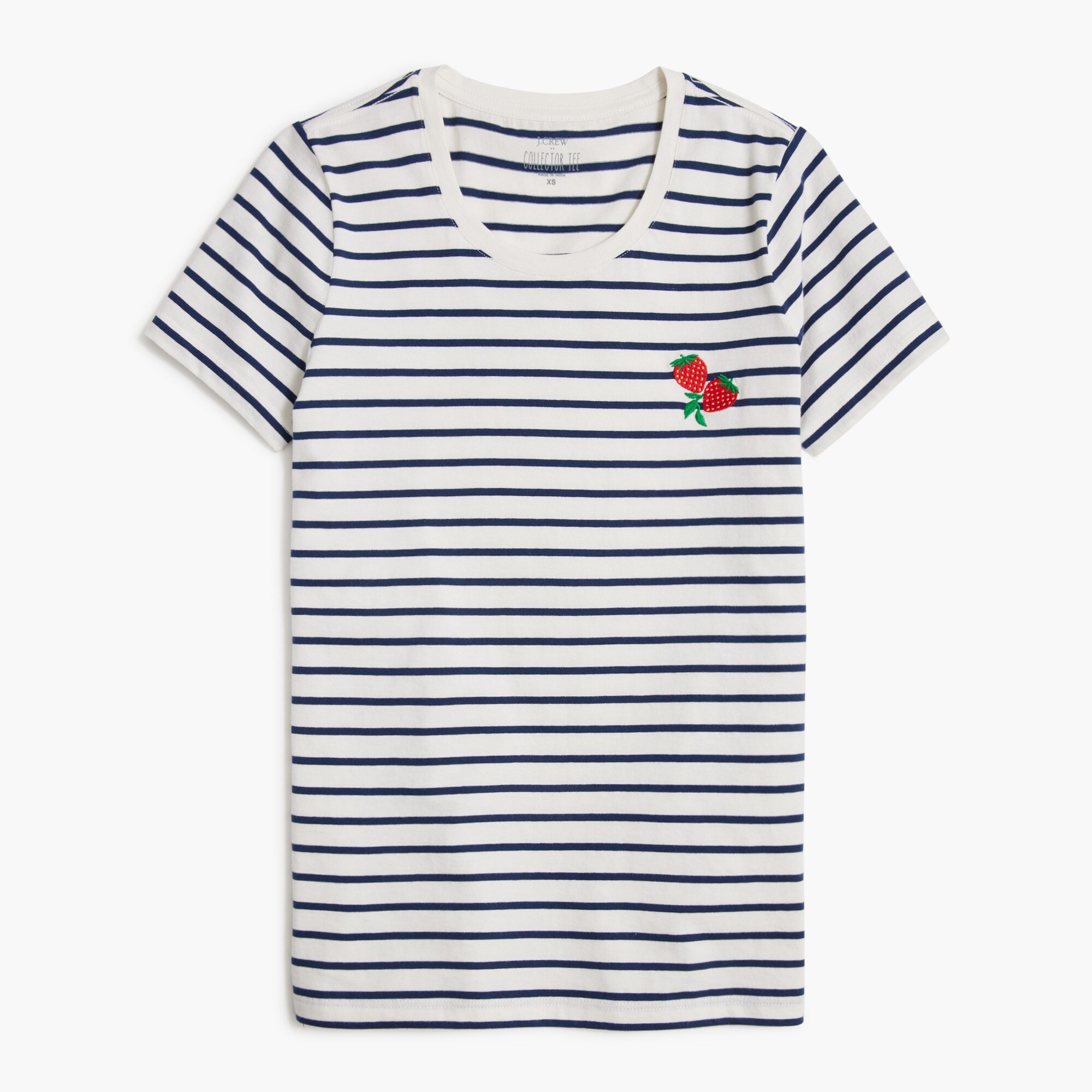 embroidered strawberry graphic tee for women