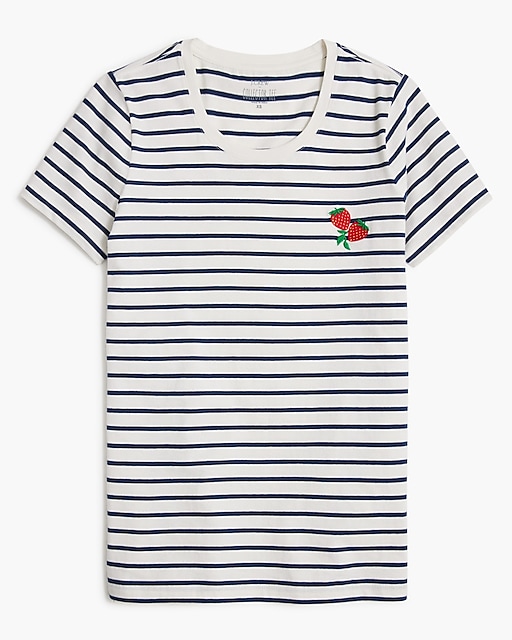  Embroidered strawberry graphic tee